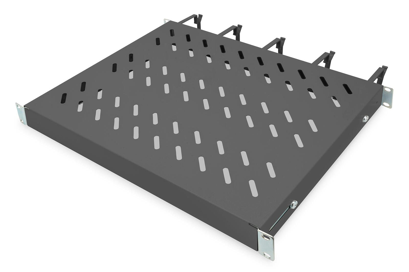 Digitus Fachboden 19'-Schränke festeinbau für 600mm Tiefe bis 120kg 1HE inkl. Kabelmanagement RAL9005 schwarz (DN-97681)