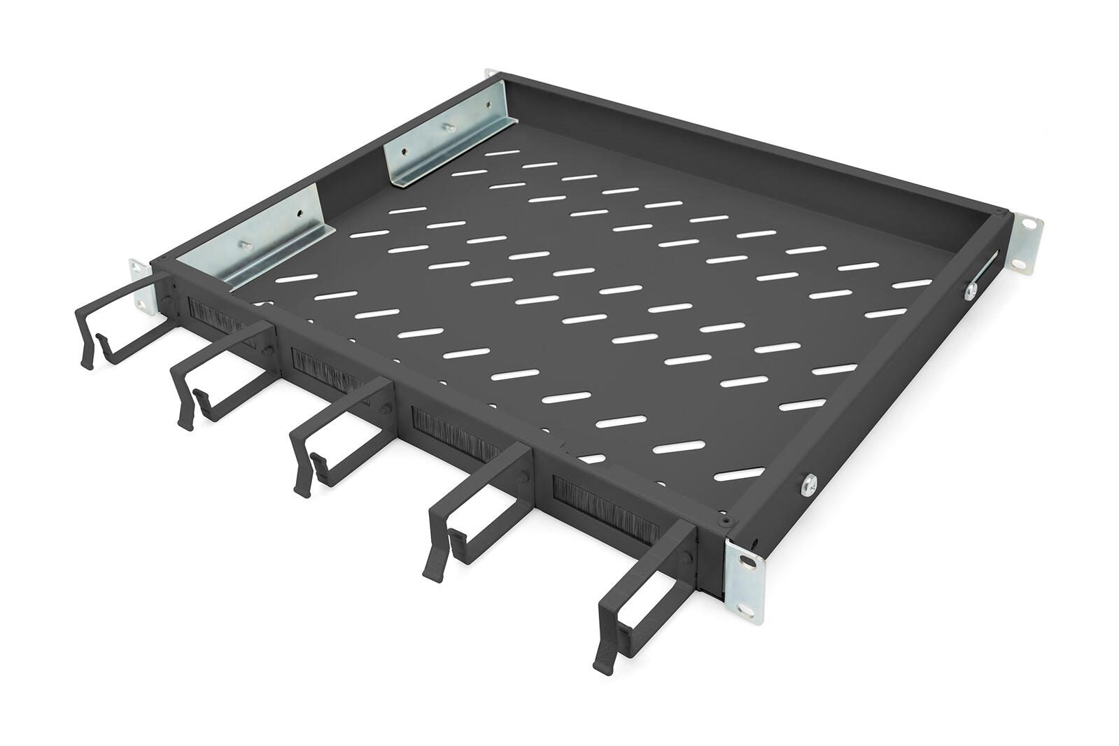 Digitus Fachboden 19'-Schränke festeinbau für 600mm Tiefe bis 120kg 1HE inkl. Kabelmanagement RAL9005 schwarz (DN-97681)