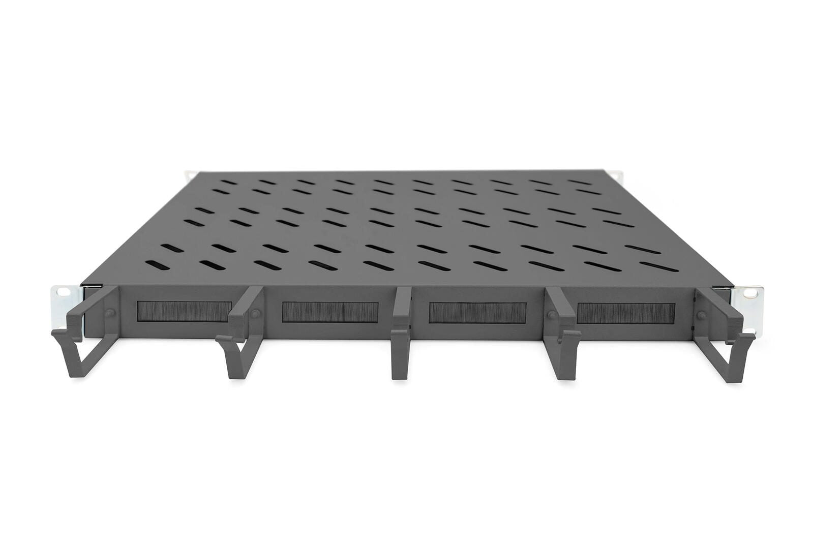 Digitus Fachboden 19'-Schränke festeinbau für 600mm Tiefe bis 120kg 1HE inkl. Kabelmanagement RAL9005 schwarz (DN-97681)
