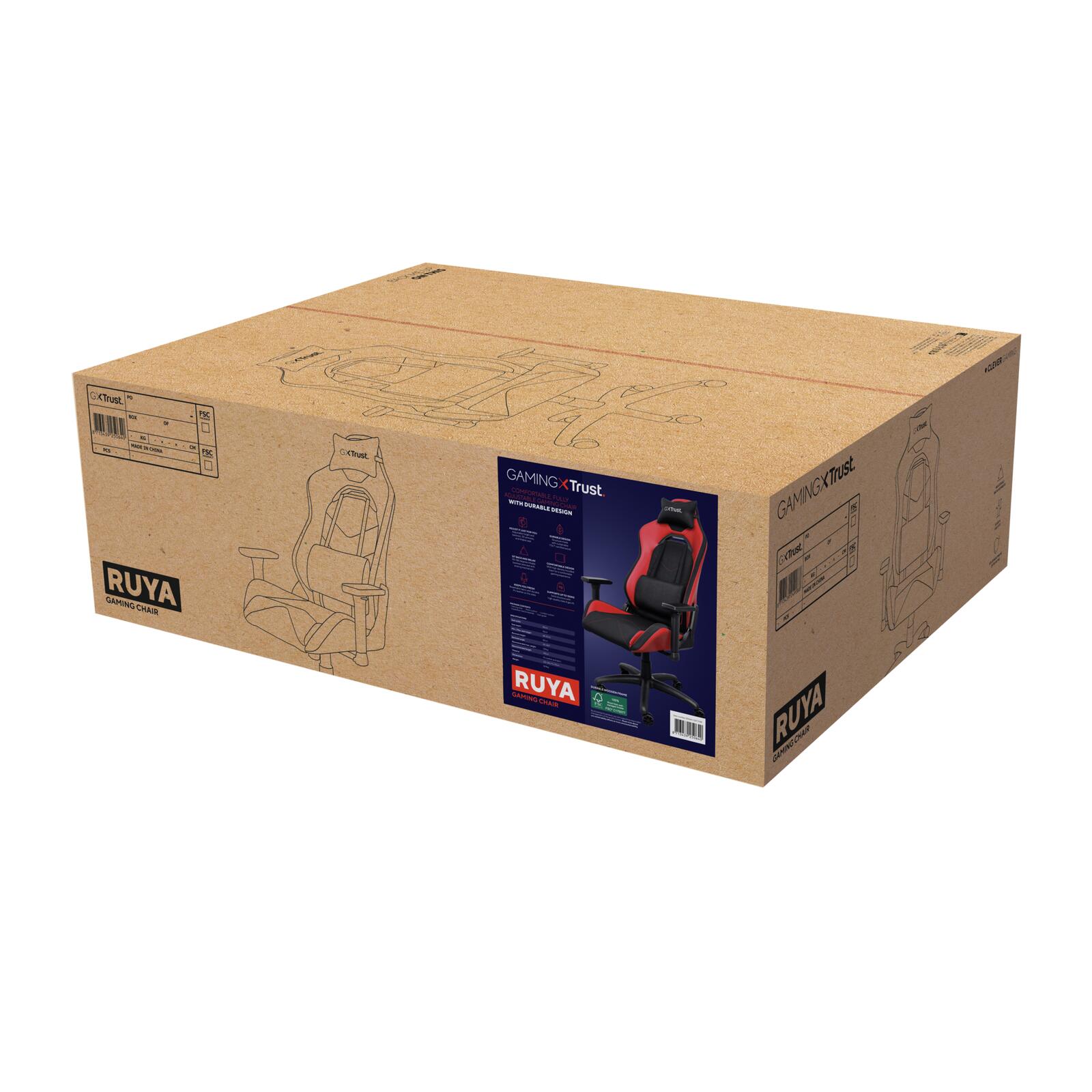 Trust Gaming GXT 714R Ruya Komfortabler Gaming-Stuhl - Rot
