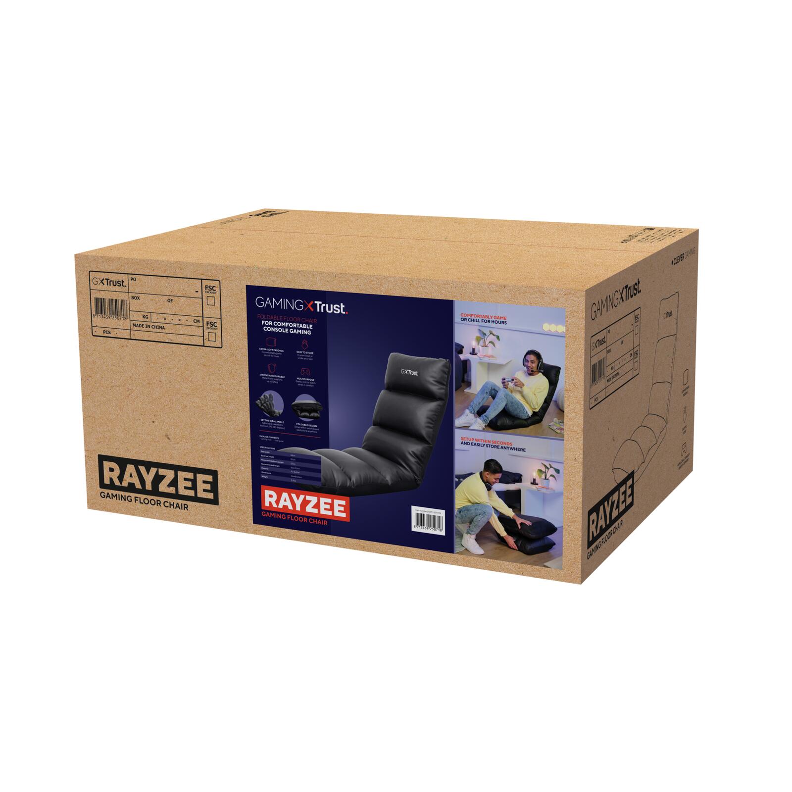 Trust Gaming GXT 718 Rayzee Klappbarer Gaming-Floor-Stuhl - Schwarz