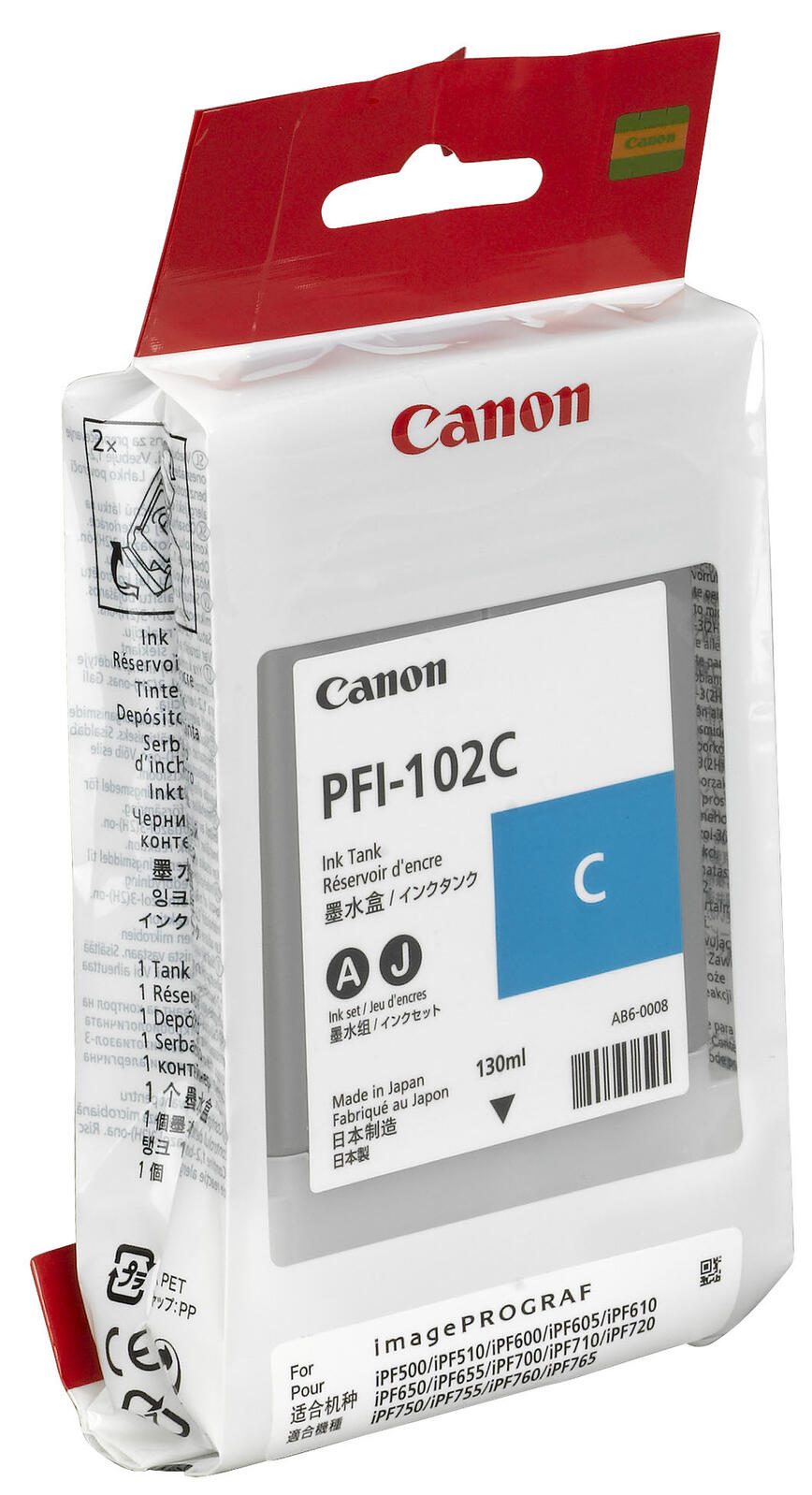 Canon Original PFI-102C Druckerpatrone - cyan 740 Seiten
