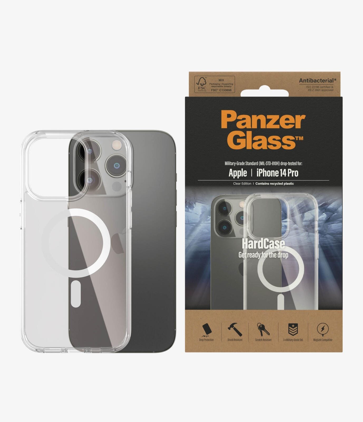 PanzerGlass Hard Case mit MagSafe für iPhone 14 Pro, transparent