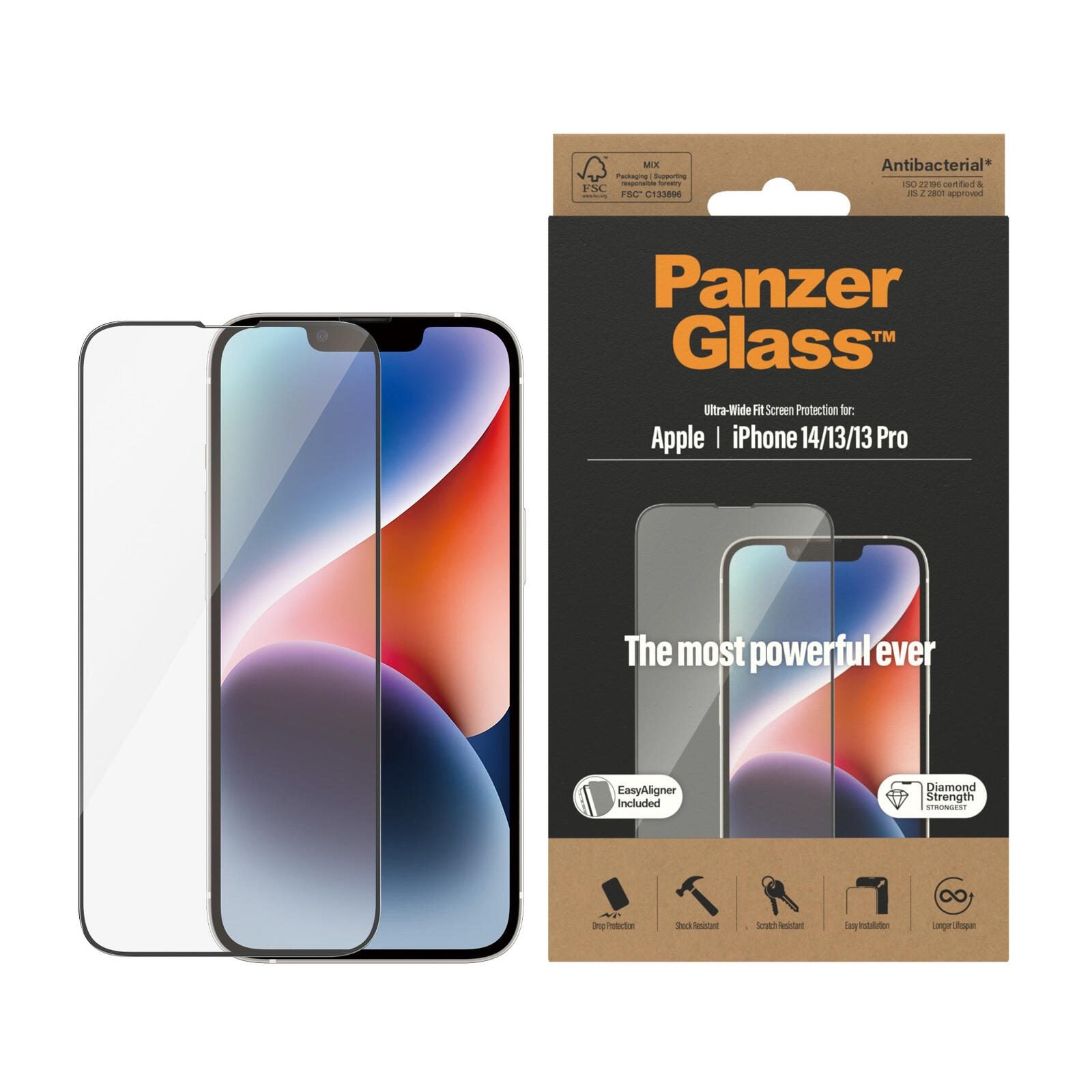 PanzerGlass Ultra-Wide Fit Apple iPhone Klare Bildschirmschutzfolie für iPhone 13, iPhone 13 Pro, iPhone 14
