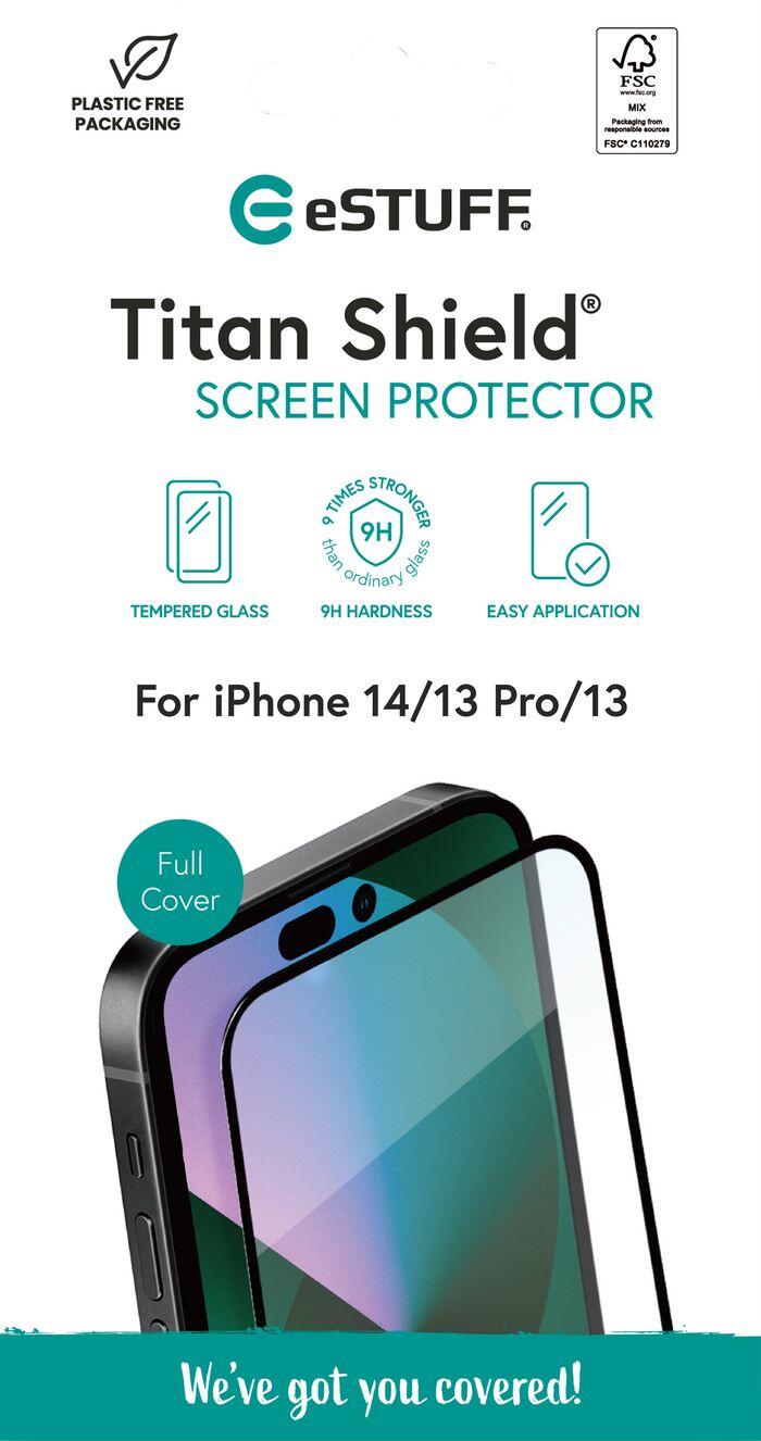 eSTUFF Titan Shield Screen Protector für das Apple iPhone 16e/14/13 Pro/13 - Full Cover