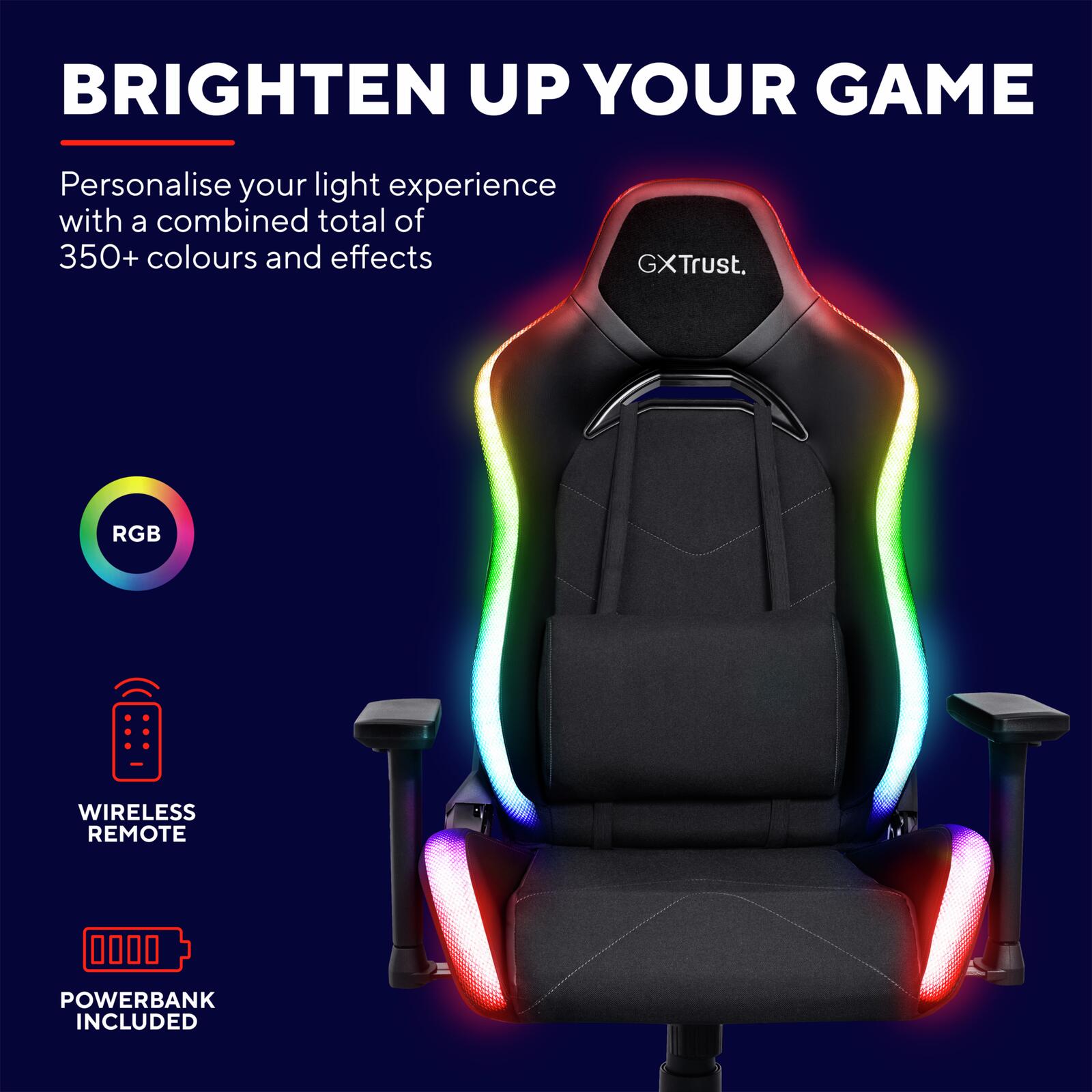 Trust Gaming GXT 719 Ruya Bequemer RGB Gaming-Stuhl - Schwarz