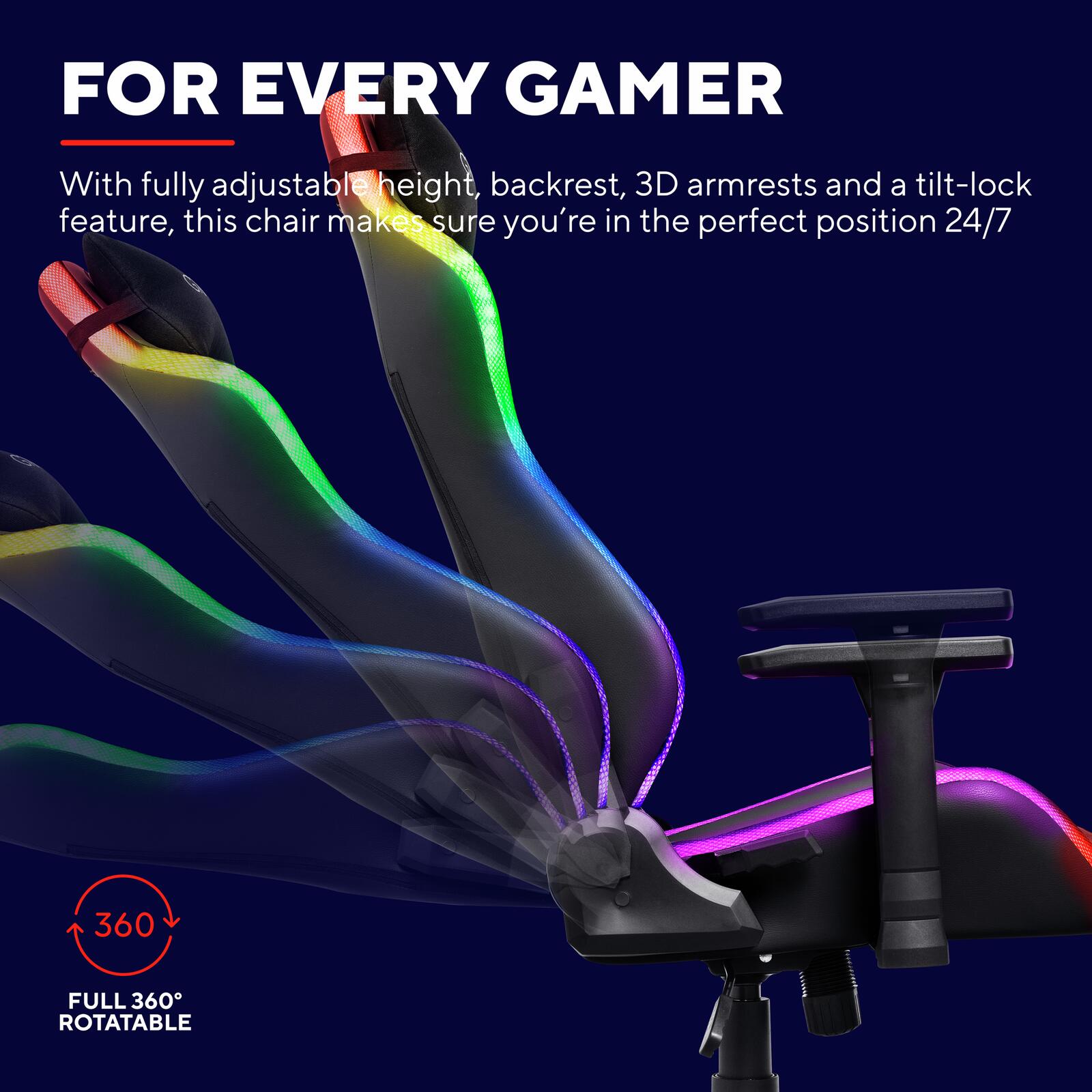 Trust Gaming GXT 719 Ruya Bequemer RGB Gaming-Stuhl - Schwarz
