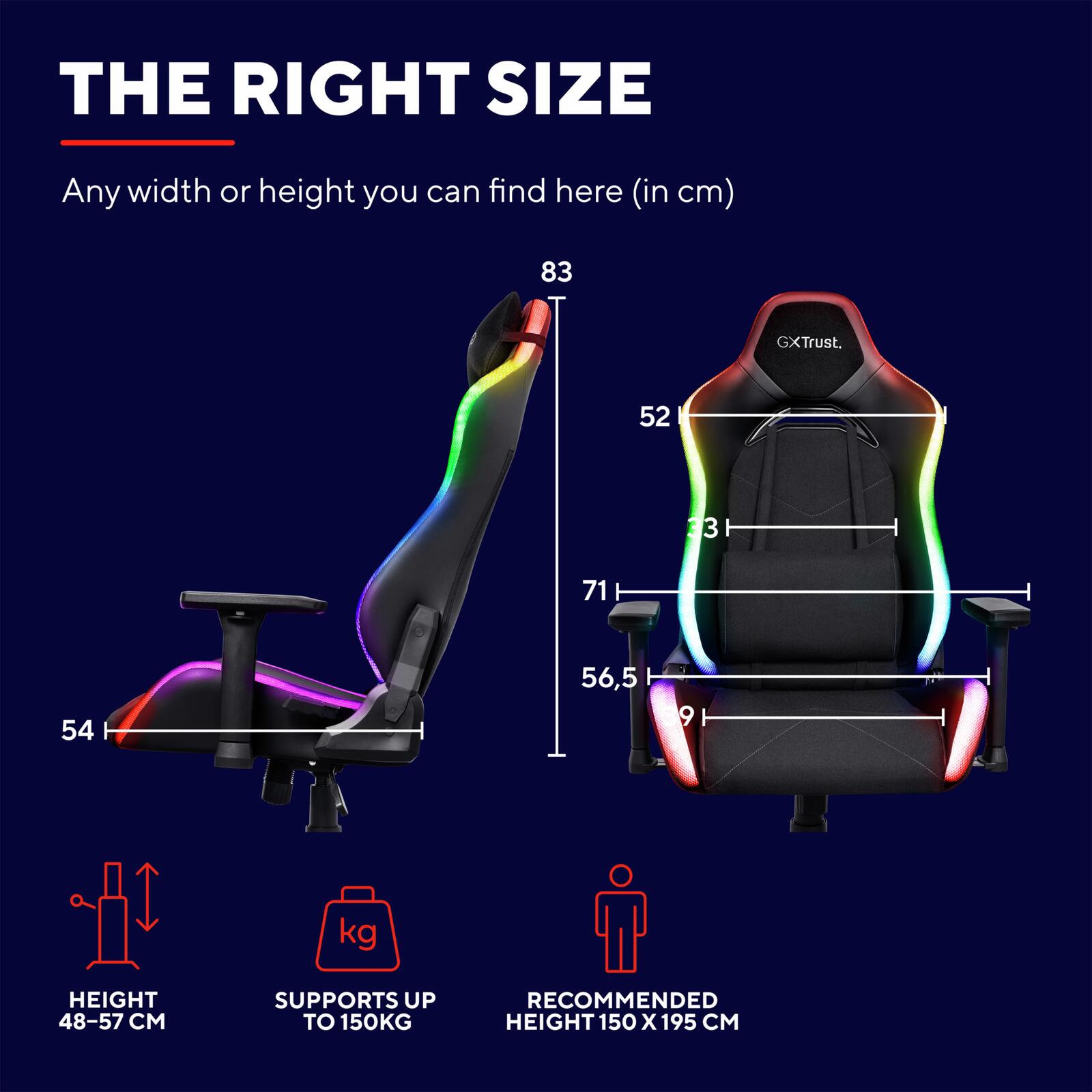 Trust Gaming GXT 719 Ruya Bequemer RGB Gaming-Stuhl - Schwarz