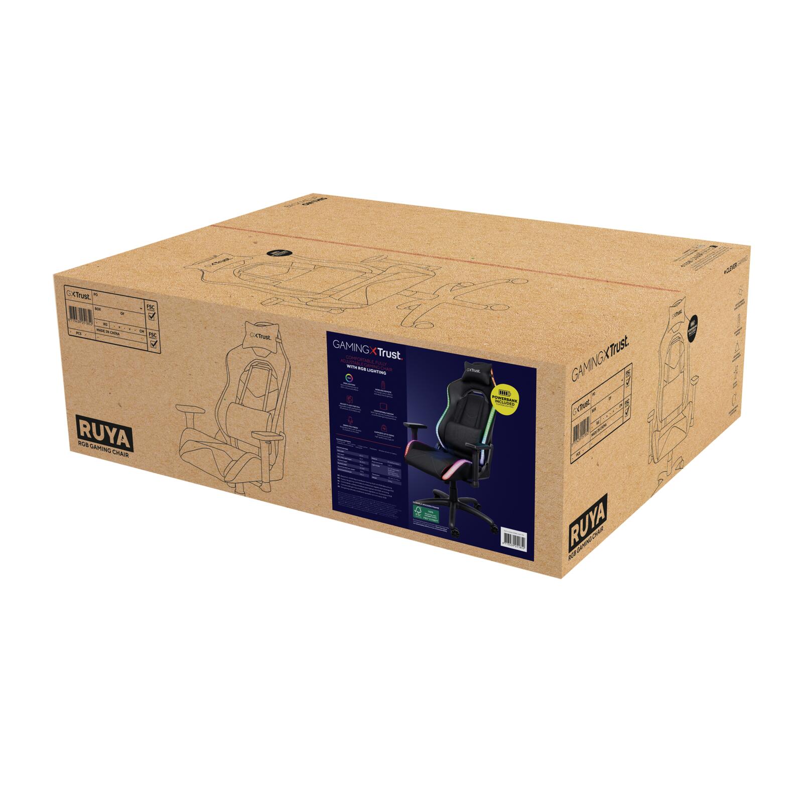 Trust Gaming GXT 719 Ruya Bequemer RGB Gaming-Stuhl - Schwarz