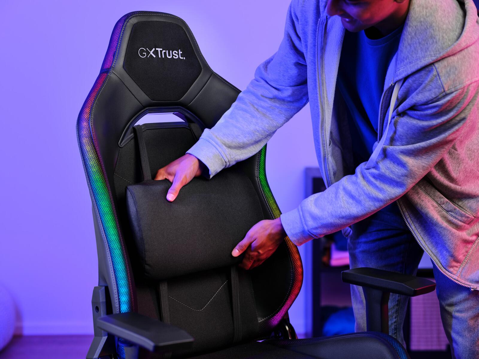 Trust Gaming GXT 719 Ruya Bequemer RGB Gaming-Stuhl - Schwarz