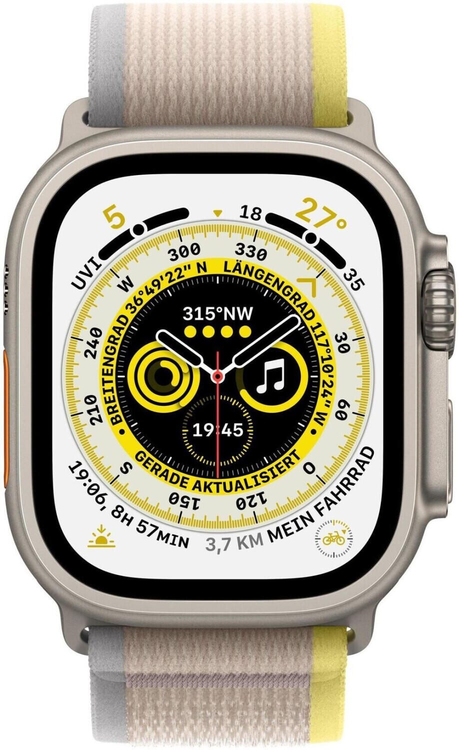 Apple Watch Ultra (GPS + Cellular) 49mm Titaniumgehäuse, Trail Loop gelb / beige