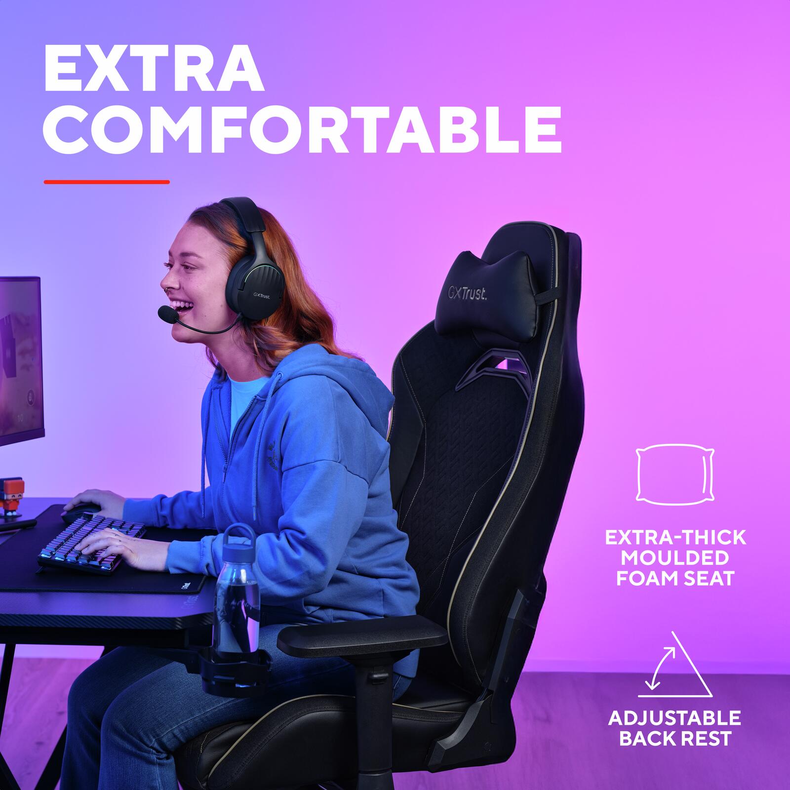 Trust Gaming GXT 721 Ruya Pro Komfortabler Premium-Gaming-Stuhl - Schwarz