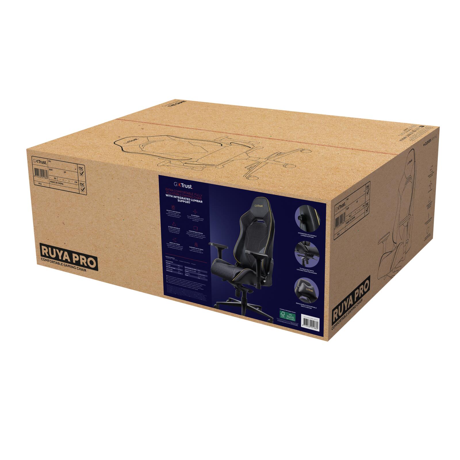Trust Gaming GXT 721 Ruya Pro Komfortabler Premium-Gaming-Stuhl - Schwarz