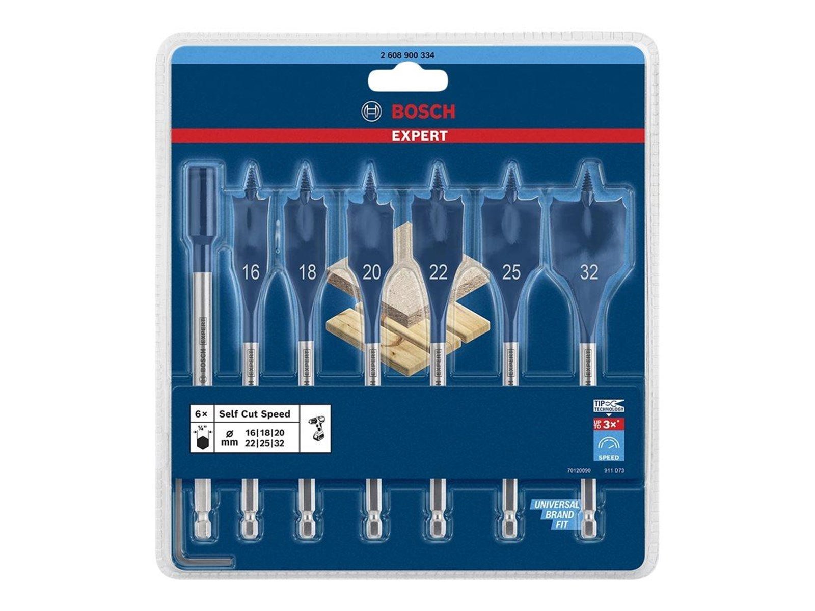 Bosch Flat Milling Drill Bit Set Self-Cut 16-32 mm 7 Bits