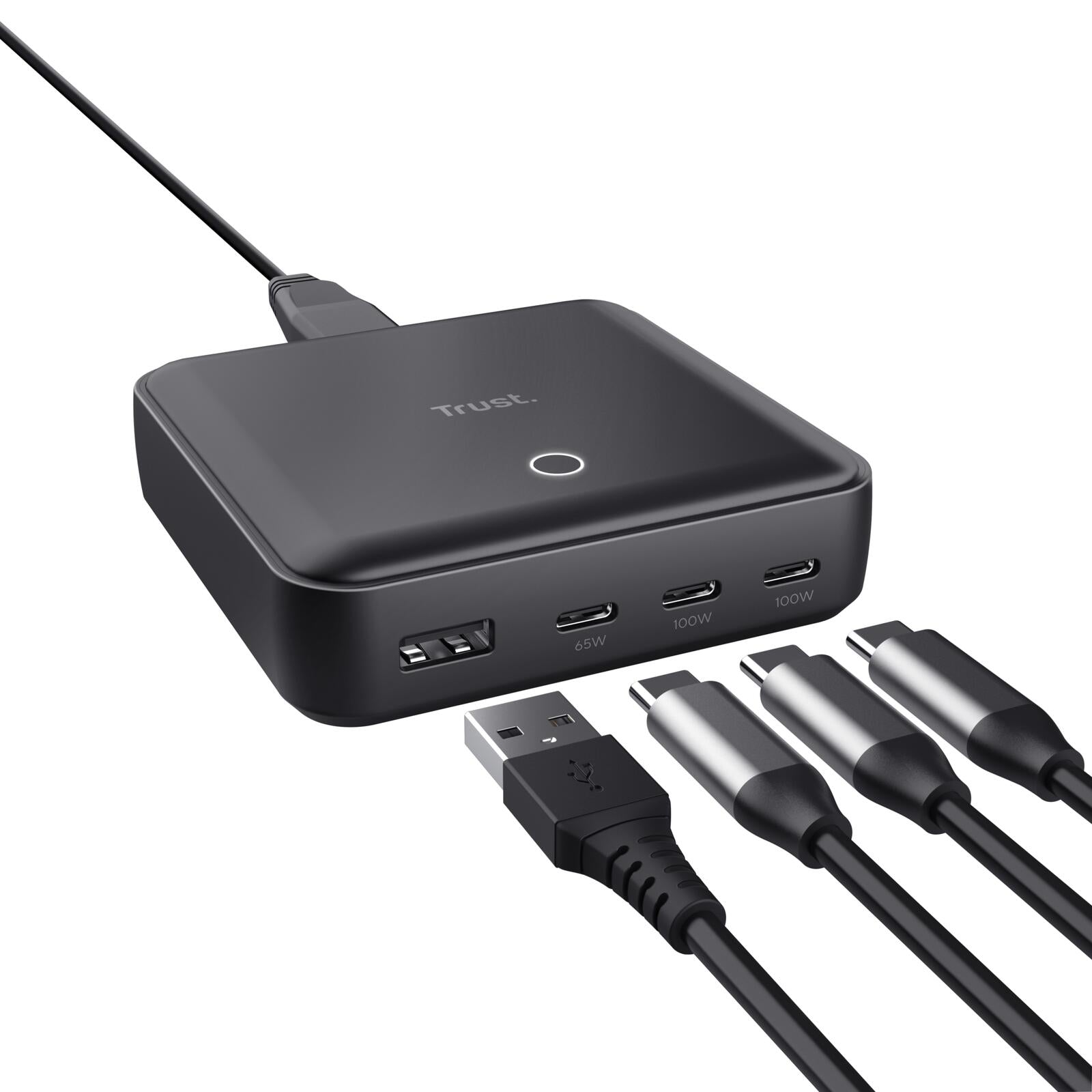 Trust Maxo 100 W USB-Tischladegerät mit 4 Anschlüssen - Schwarz EU