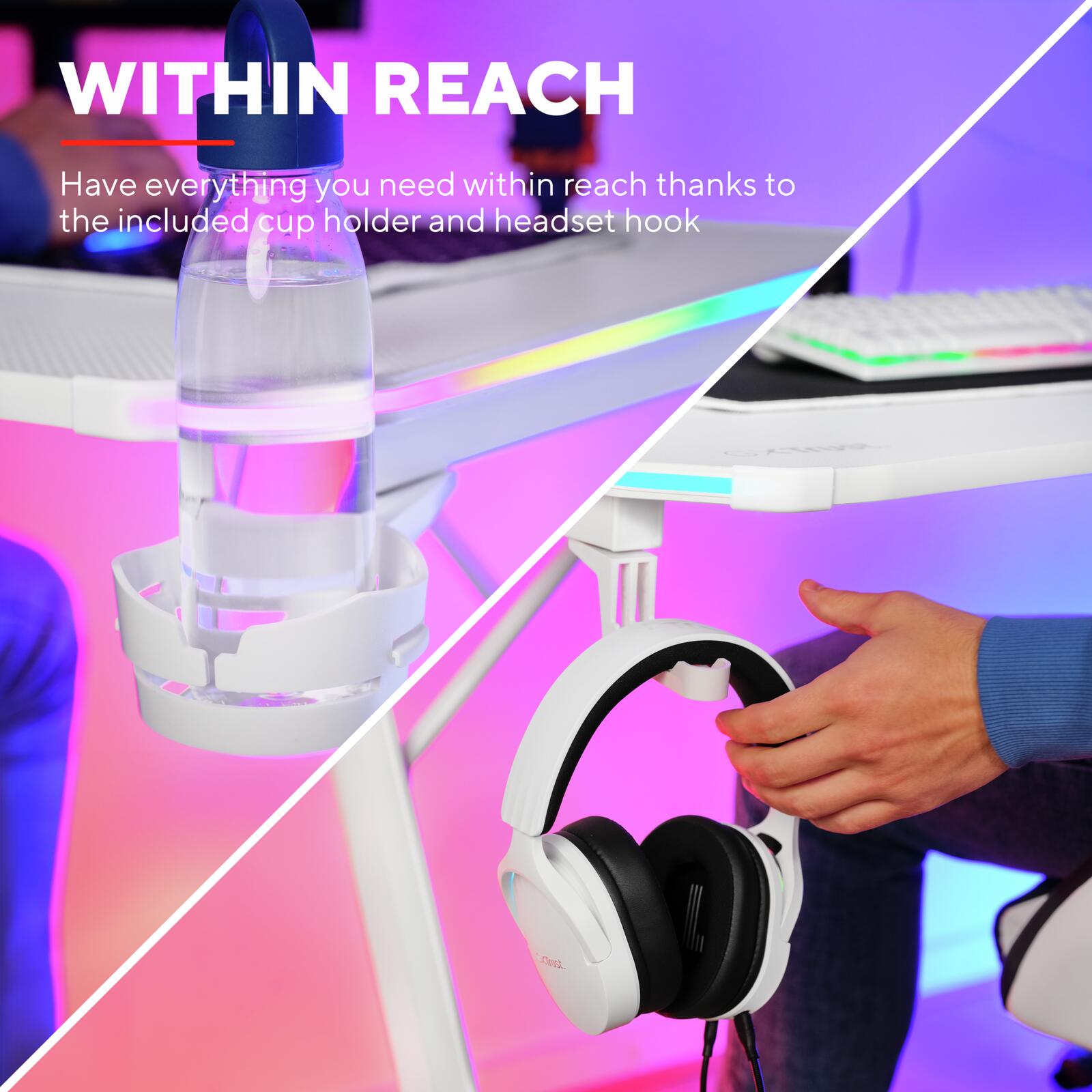 Trust Gaming GXT 709W Luminus RGB Gaming-Tisch - Weiß