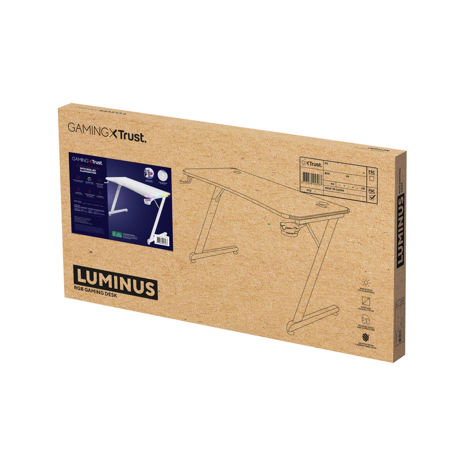 Trust Gaming GXT 709W Luminus RGB Gaming-Tisch - Weiß