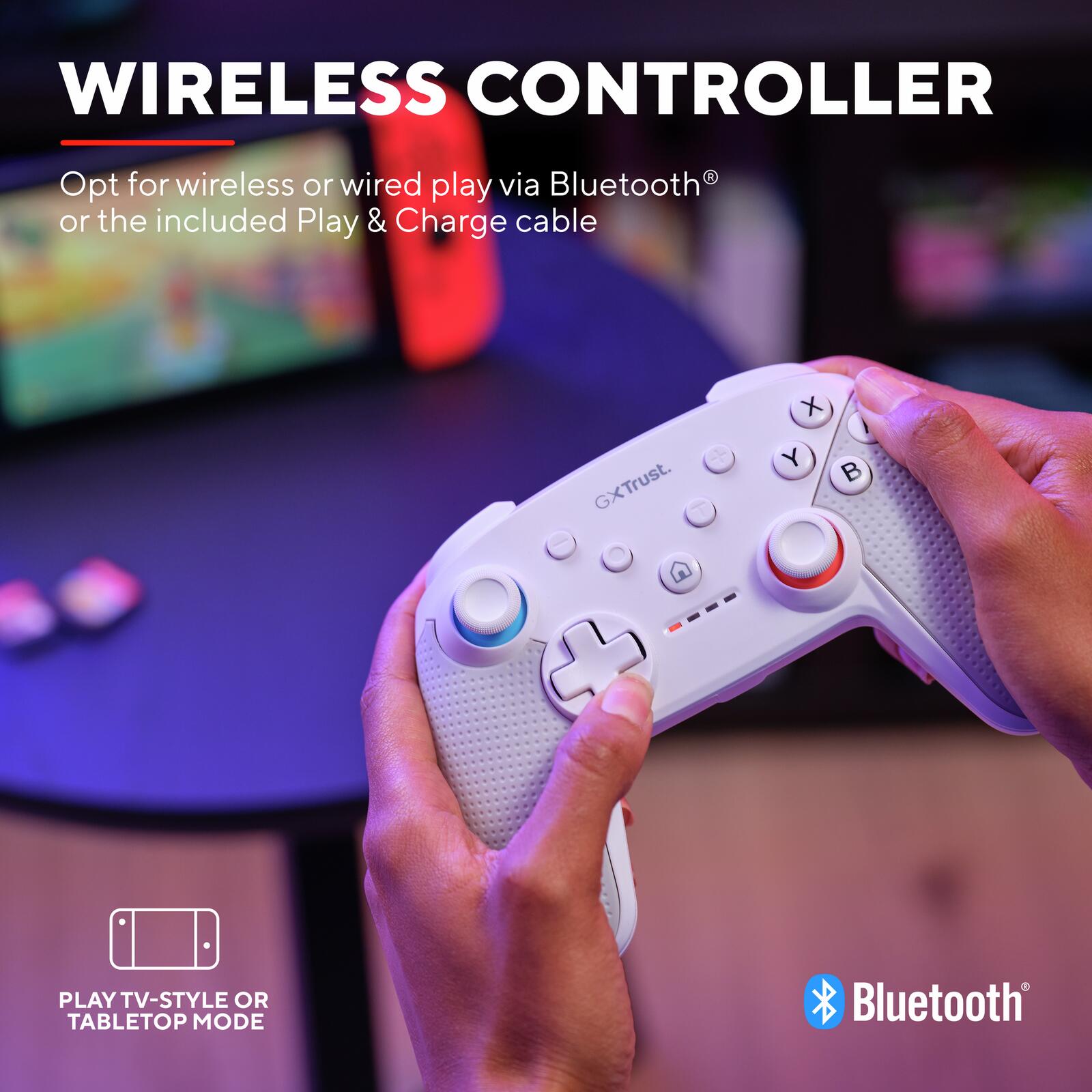 Trust Gaming GXT 1246W Muta Kabelloser Controller für Nintendo Switch - Weiß