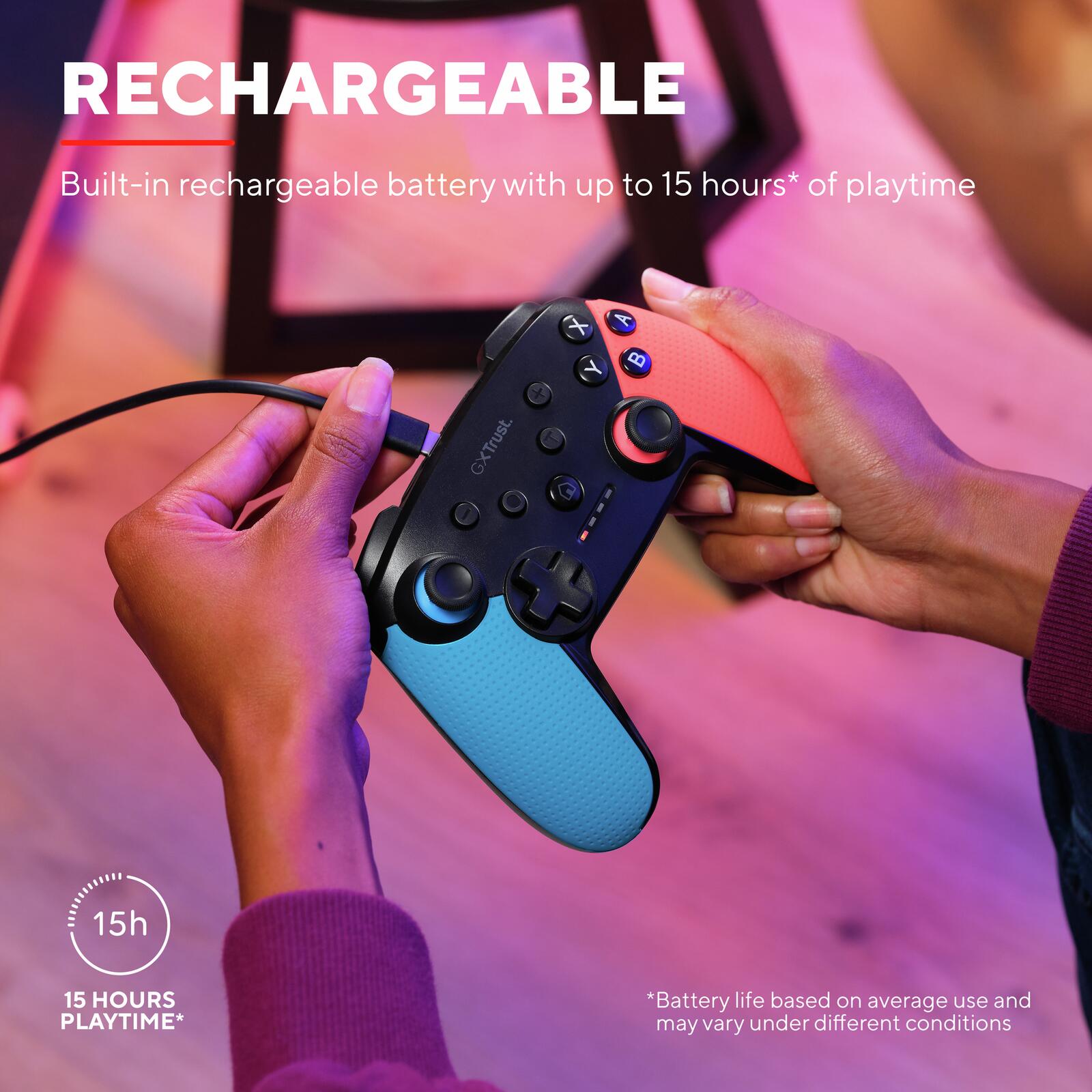 Trust Gaming GXT 1246B Muta Kabelloser Controller für Nintendo Switch - Blau/Rot