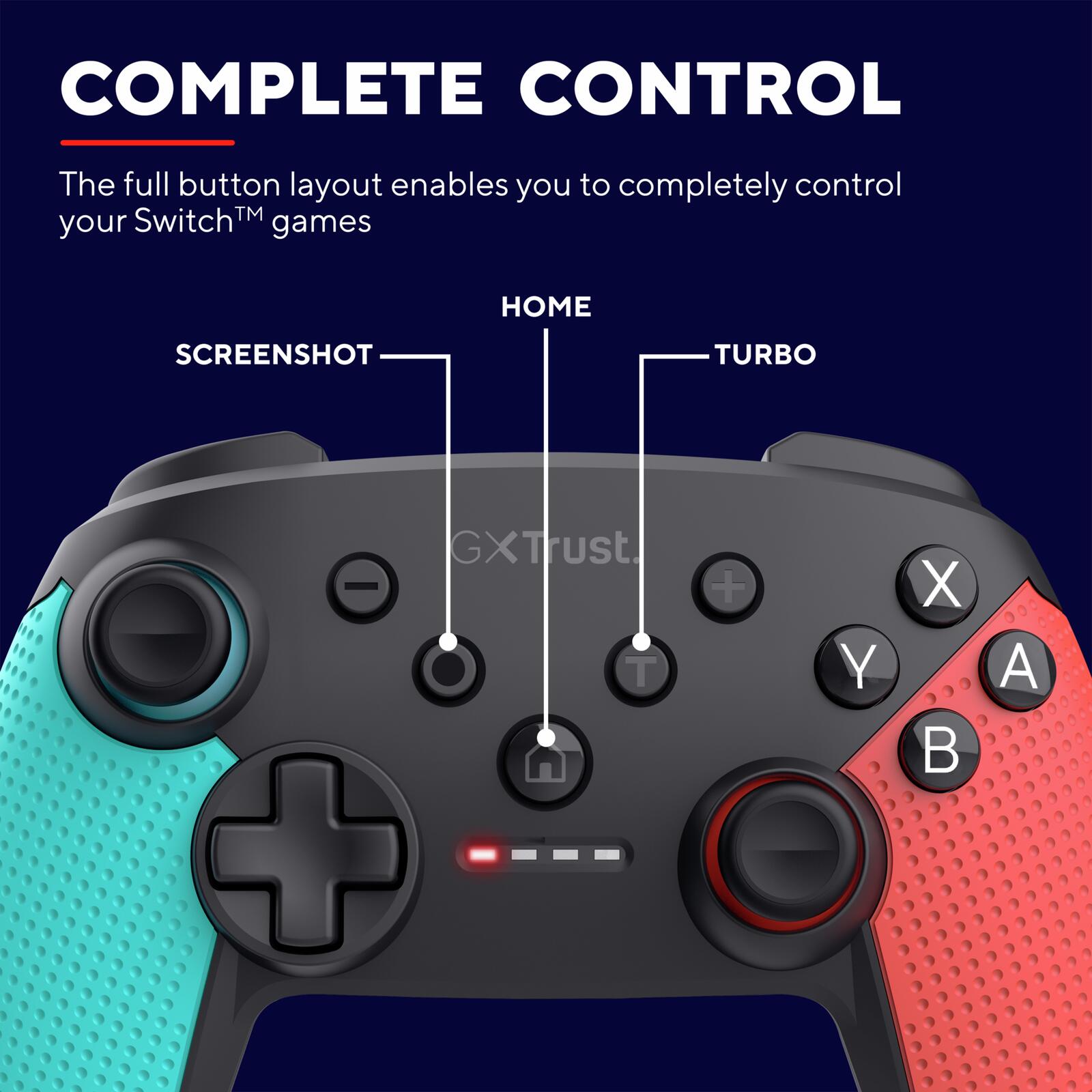 Trust Gaming GXT 1246B Muta Kabelloser Controller für Nintendo Switch - Blau/Rot