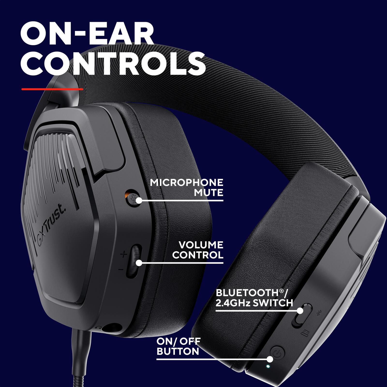 Trust Gaming GXT 493 Carus Drahtloses Multiplattform-Headset - Schwarz