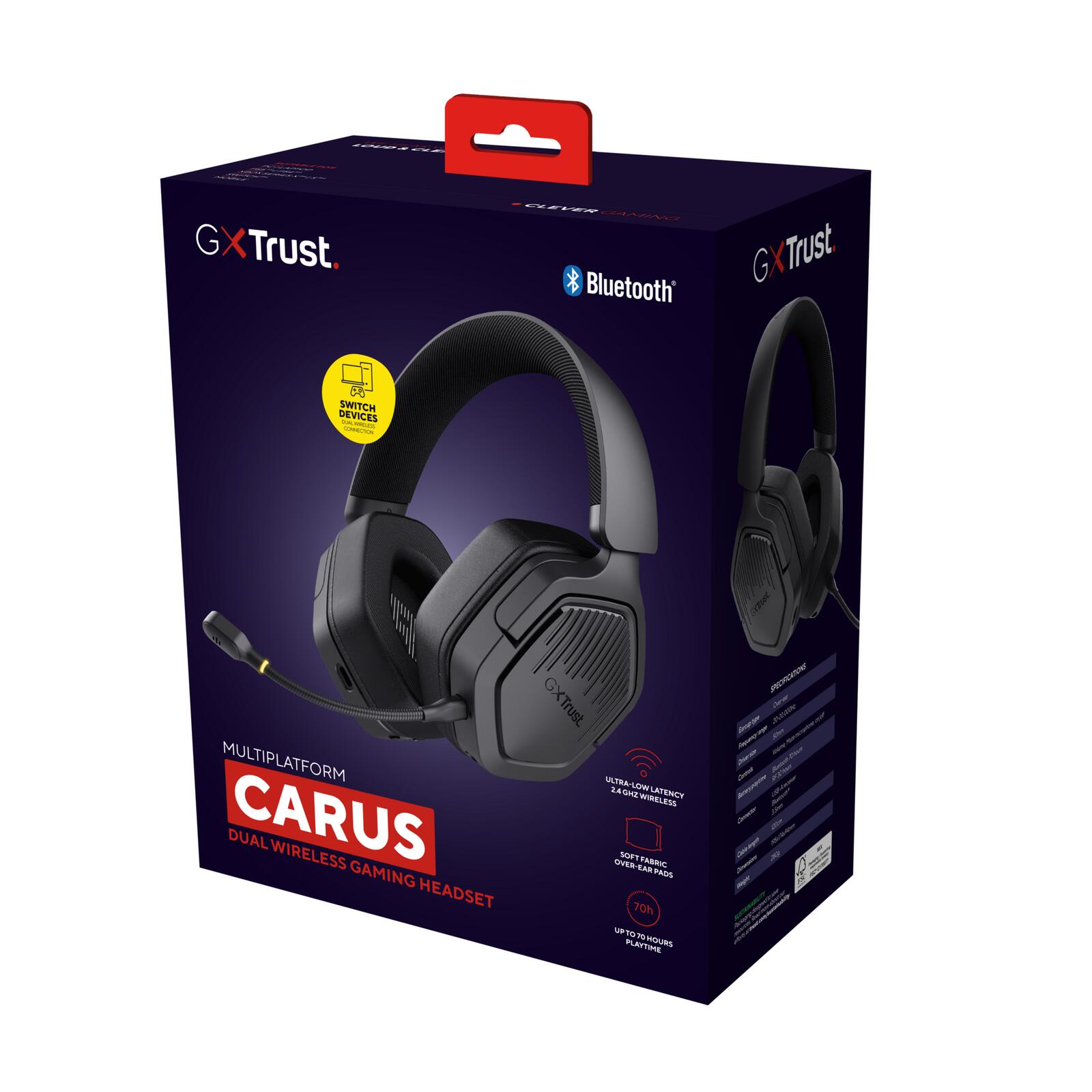 Trust Gaming GXT 493 Carus Drahtloses Multiplattform-Headset - Schwarz