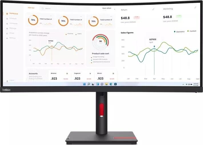 Lenovo ThinkVision T34w-30 Curved Monitor 86,4cm (34 Zoll)