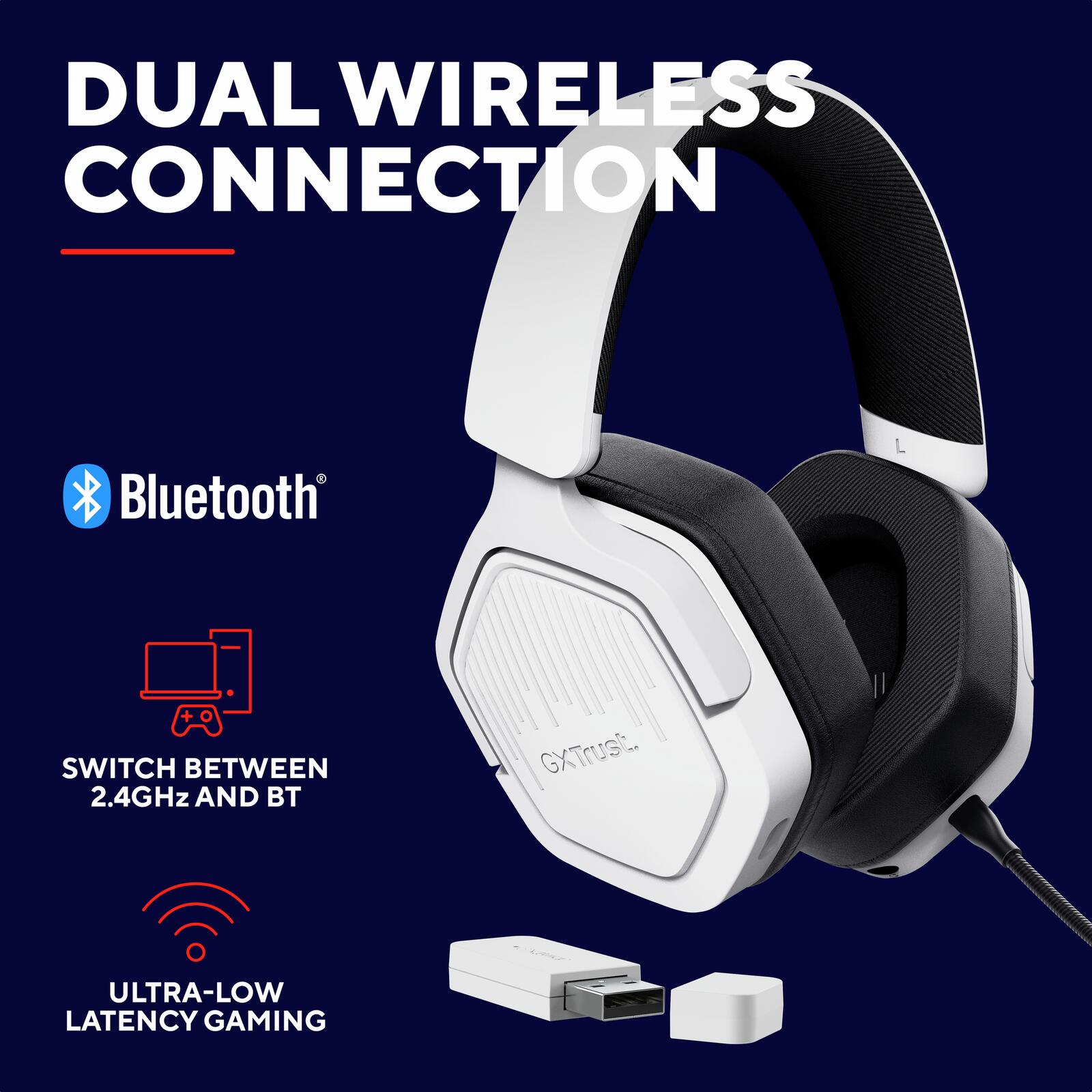 Trust Gaming GXT 493W Carus Drahtloses Multiplattform-Headset - Weiß