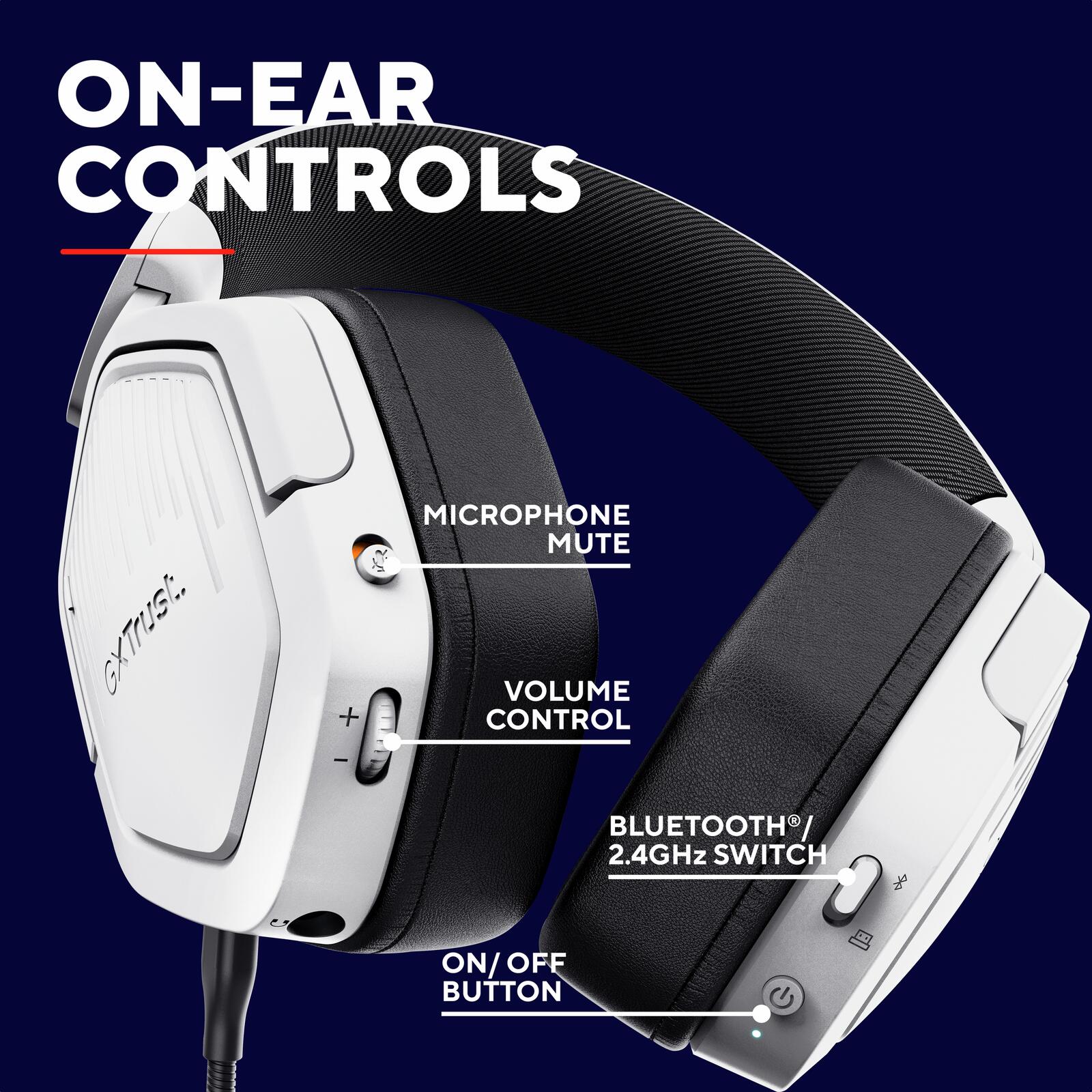 Trust Gaming GXT 493W Carus Drahtloses Multiplattform-Headset - Weiß