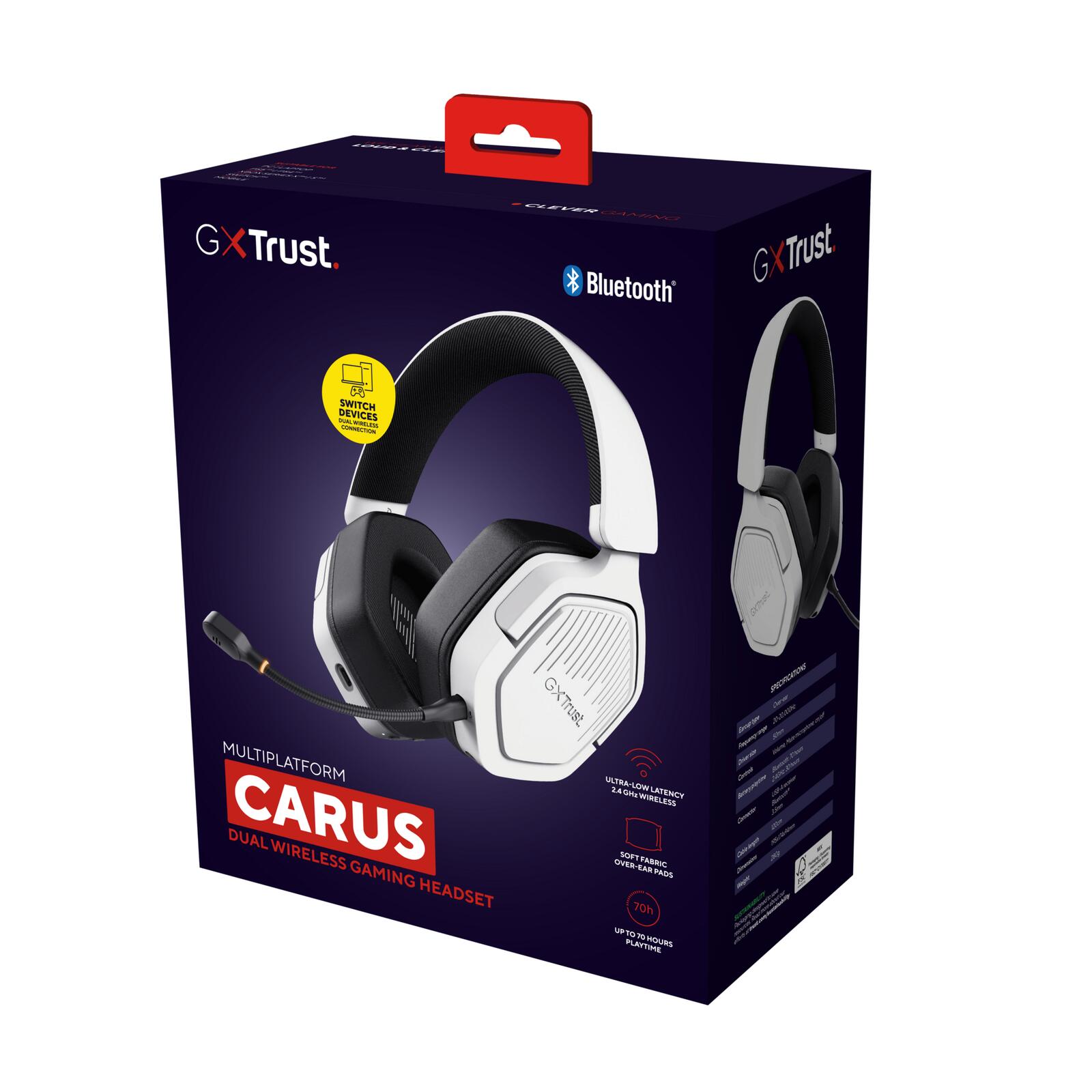 Trust Gaming GXT 493W Carus Drahtloses Multiplattform-Headset - Weiß