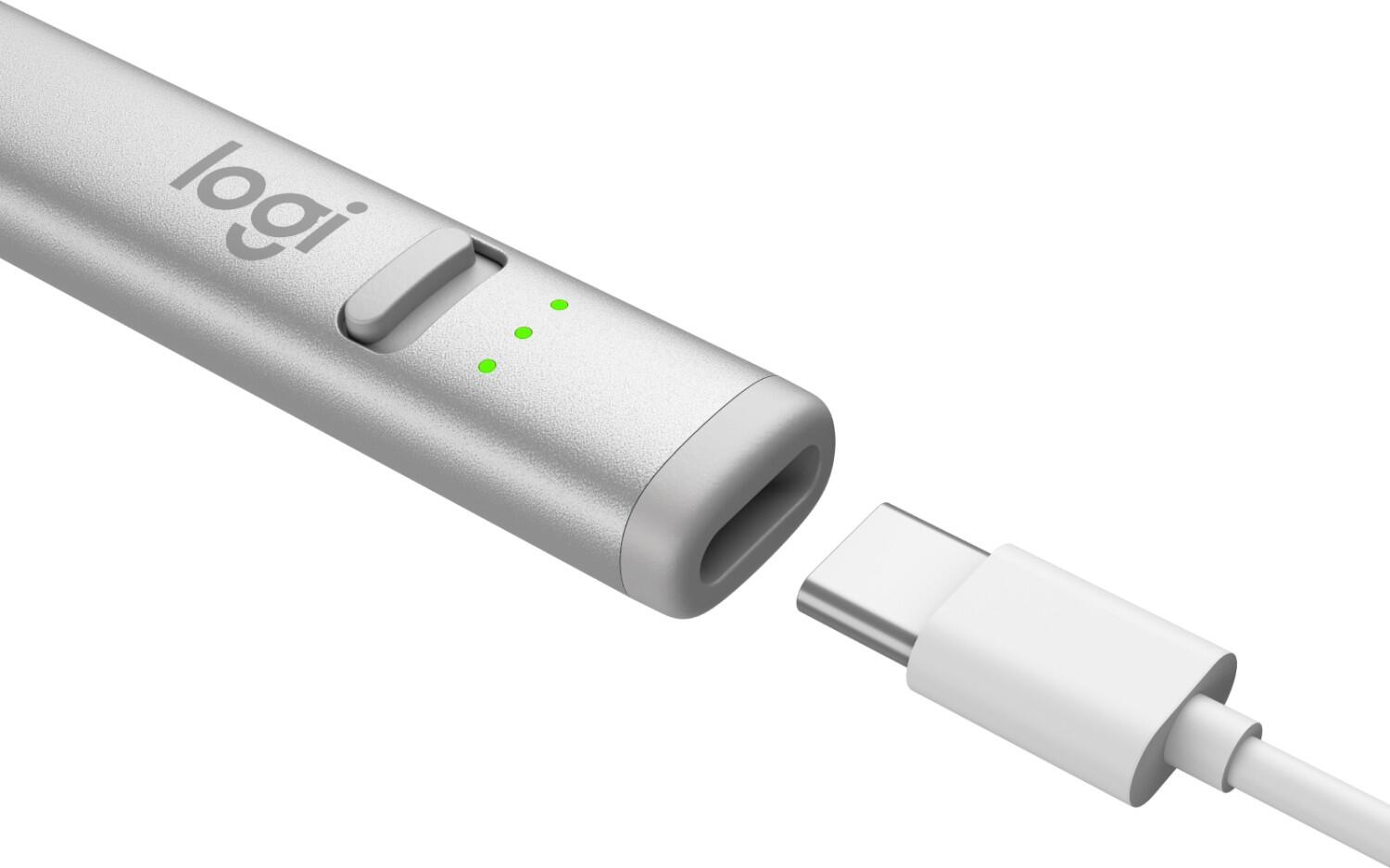 Logitech Crayon USB-C - Digitaler Zeichenstift kabellos Silber für iPad