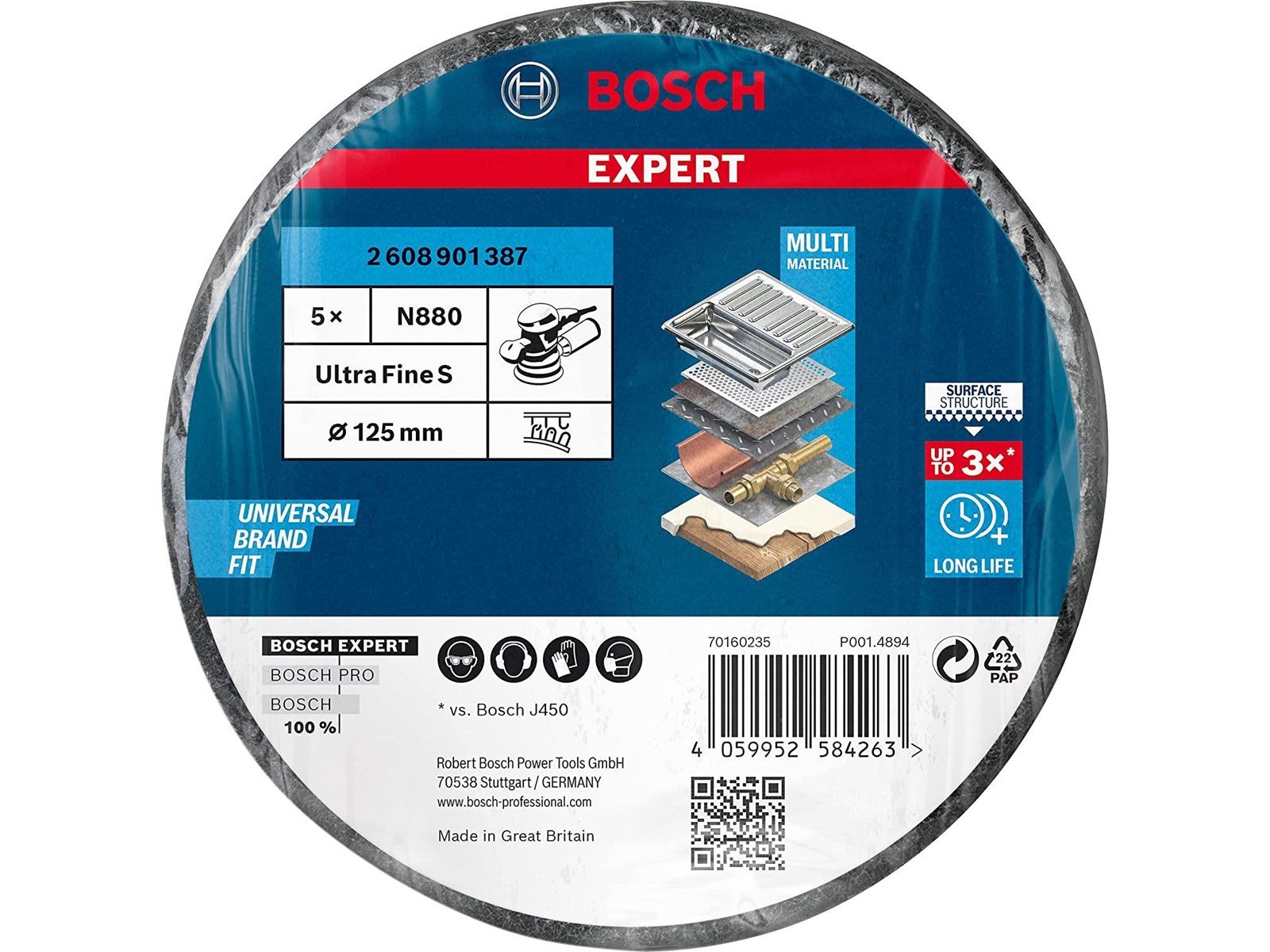 Bosch sanding fleece exc sic 125mm fine 5 pcs