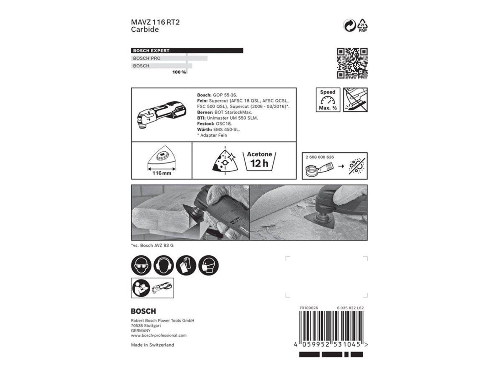 Bosch SLIBEPLADE MAVZ116RT2 116MM K20