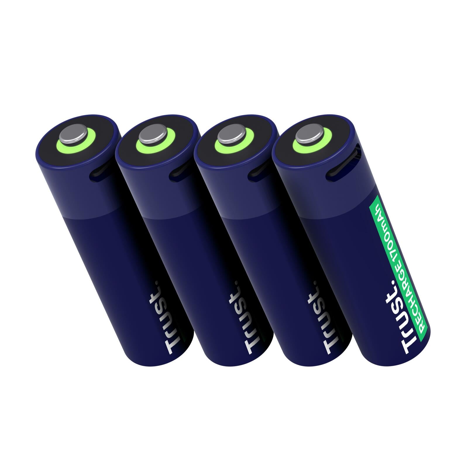 Trust Haushaltsbatterie Wiederaufladbarer Akku AA für USB-C