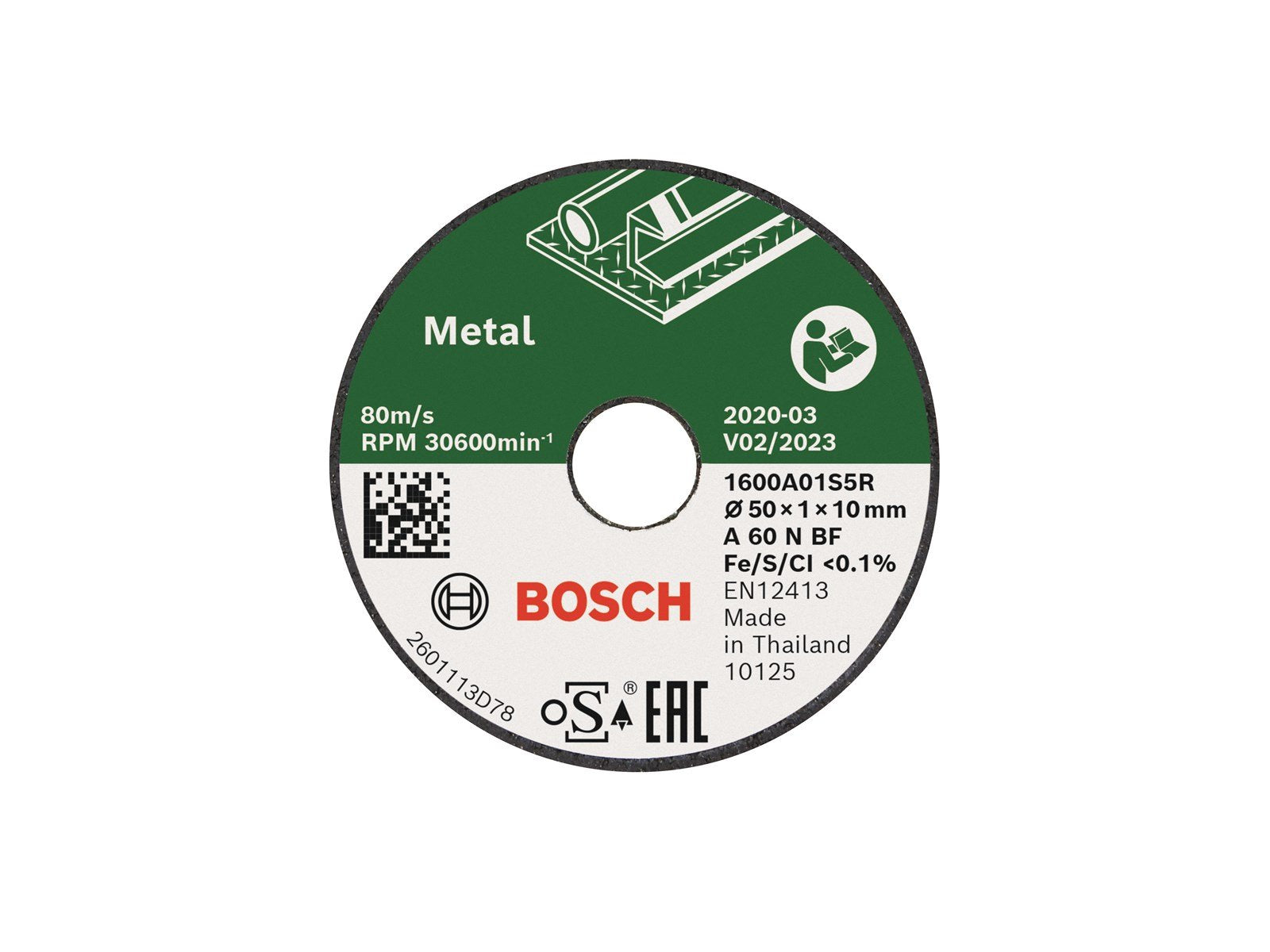 Bosch cutting disc a60n bf 50x1x10mm 3pcs