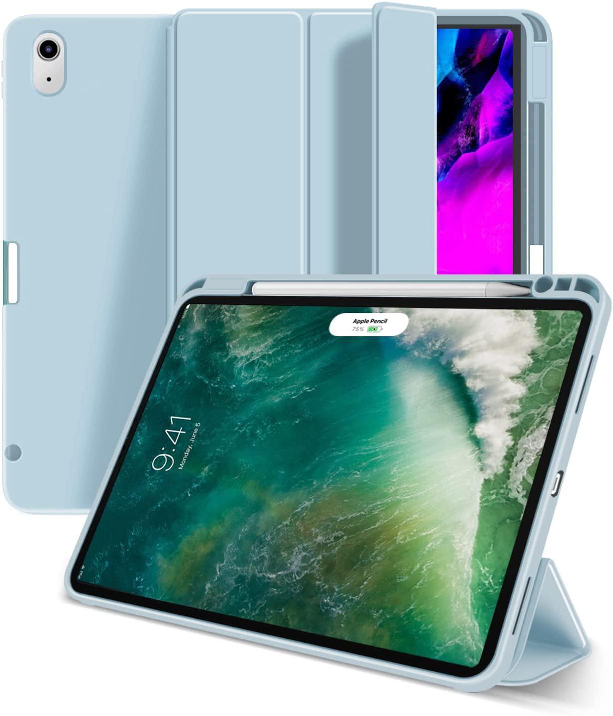 eSTUFF Miami Pencil Case für das iPad der 10. Gen. 2022 & 11. Gen. 2025 (10.9') - Sky Blue PU leather/Clear (Bulk)