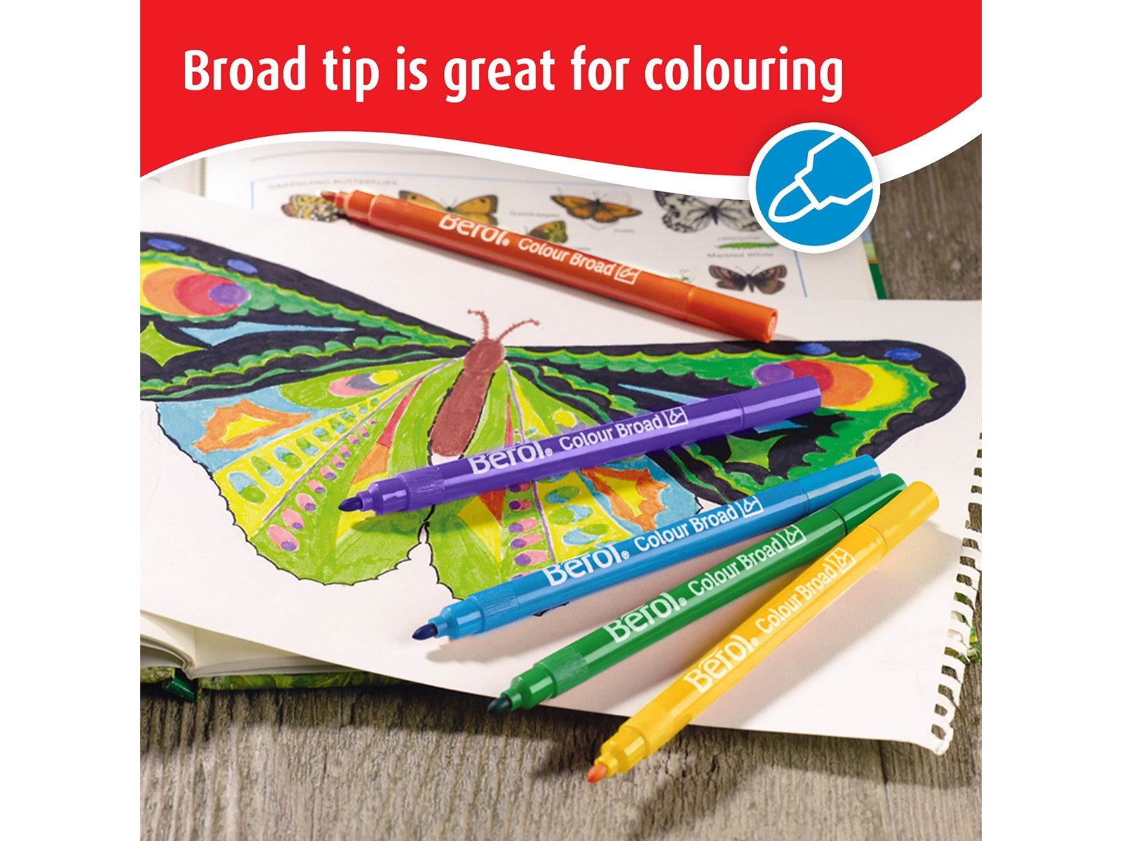 Berol Dicke, bunte Faserschreiber, Strichbreite: 1,1 mm – farblich sortiert, 42 Stifte