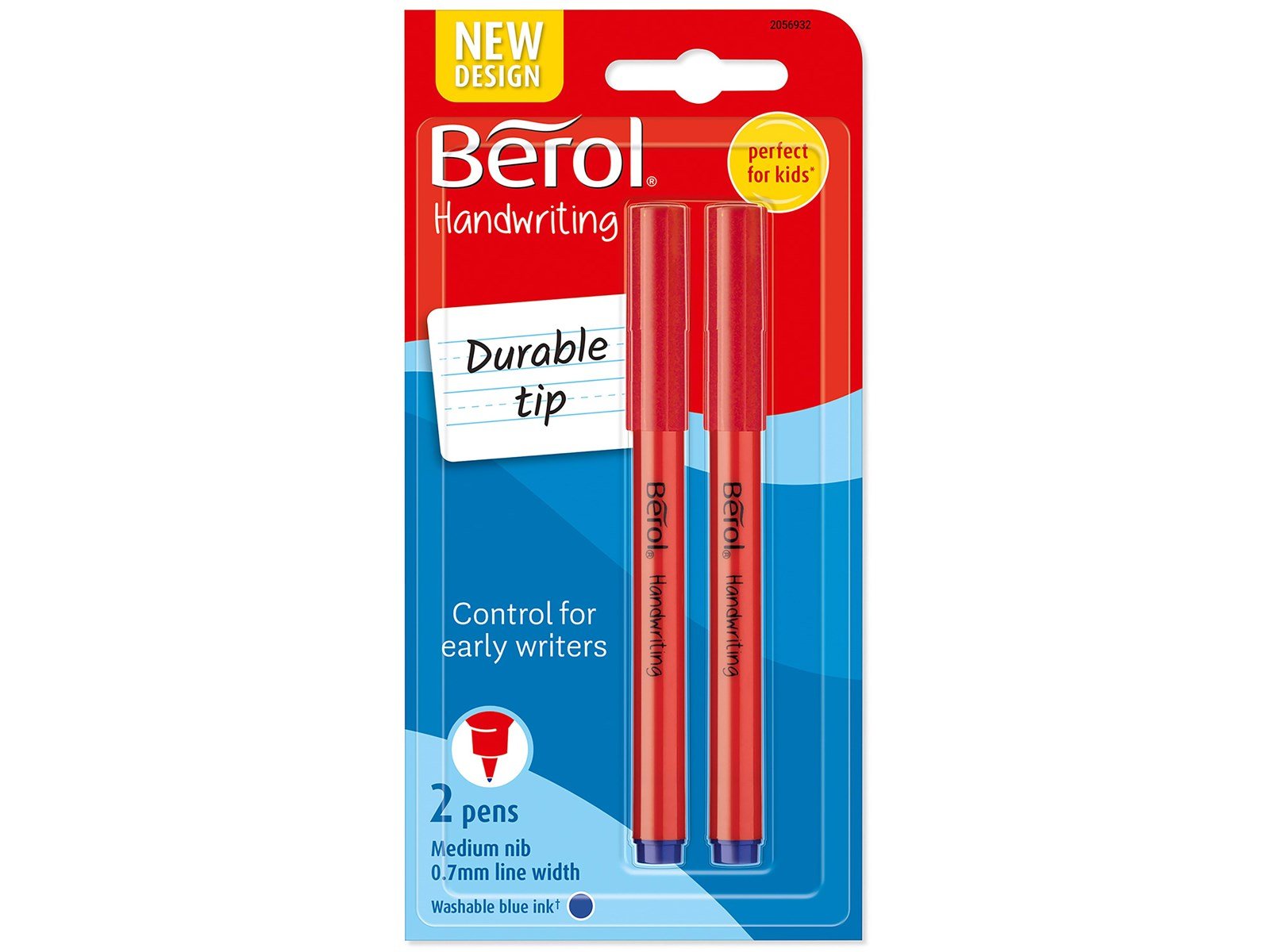 Berol Schreibstifte, 0,7mm, runde Form, bunte Schaftfarben, 2er Pack, Blau