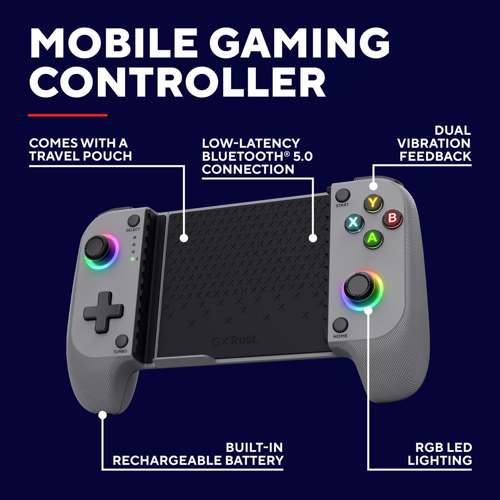 Trust Gaming GXT 735G Mylox Kabelloser mobiler Gaming-Controller - Grau