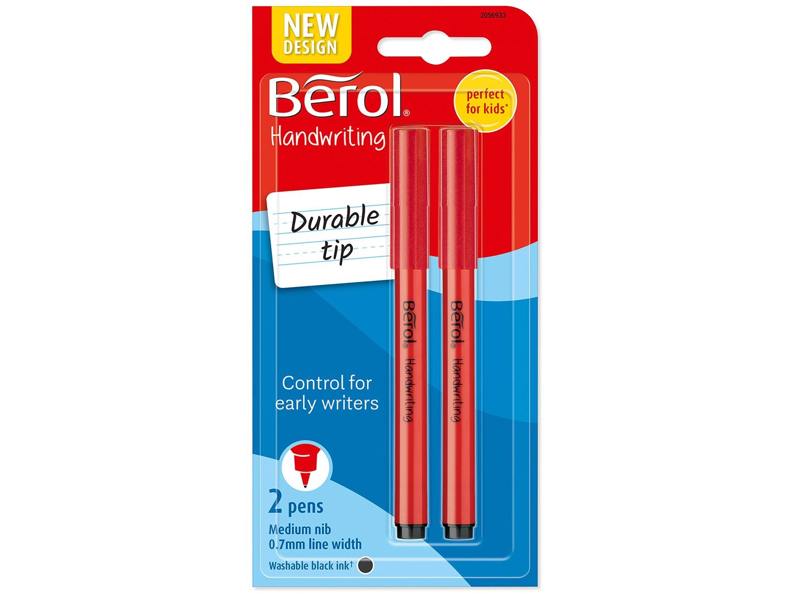 Berol Schreibstifte, 0,7mm, runde Form, bunte Schaftfarben, 2er Pack, Schwarz