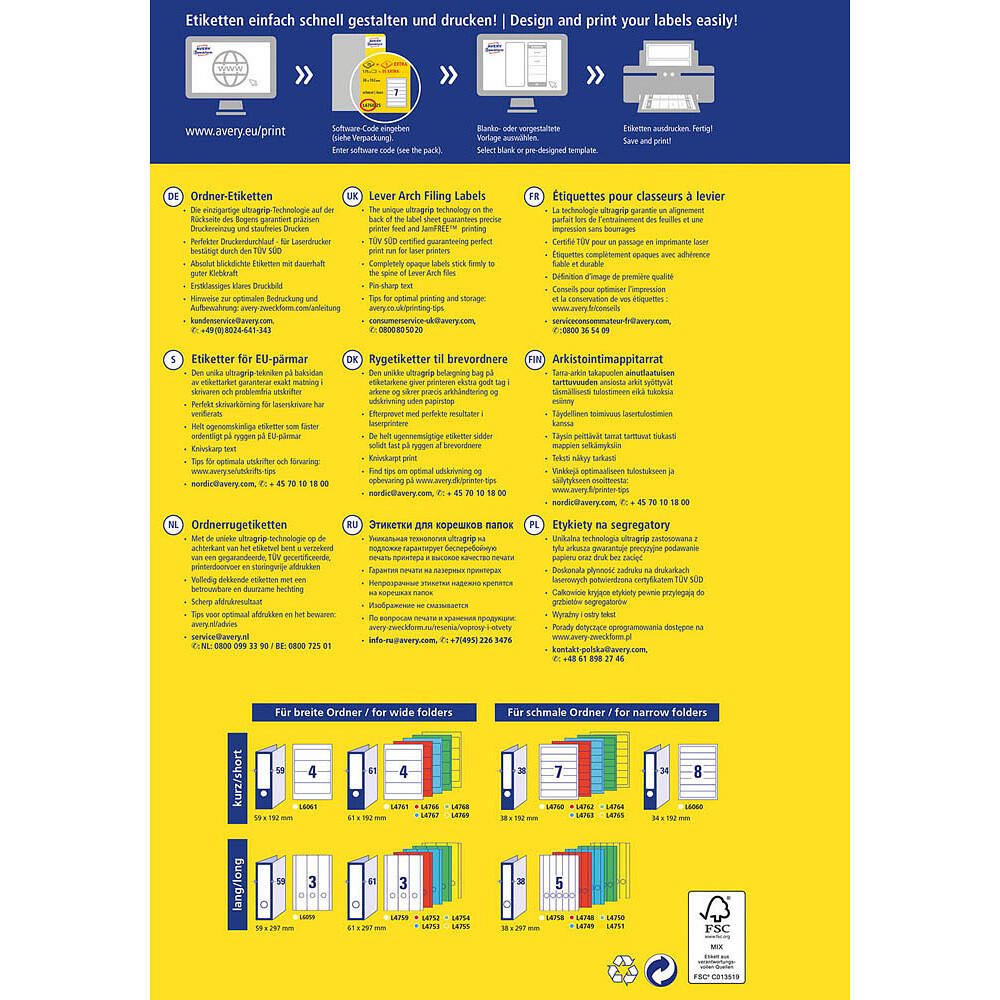 AVERY Zweckform Ordneretiketten L4761-25 weiß - 120 Stück