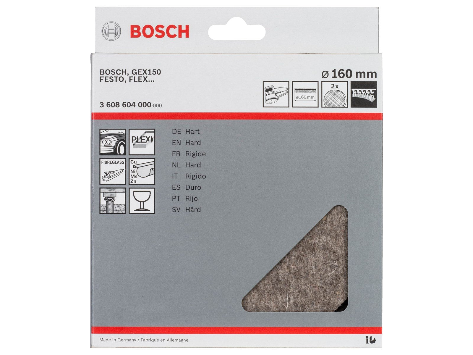 Bosch POLEREFILT T/EXCENTERSL 160MM HÃ…RD 2 STK