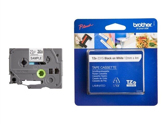 Brother Original P-Touch Farbband schwarz auf weiß (1,2cm x 4m) (TZE-231s)