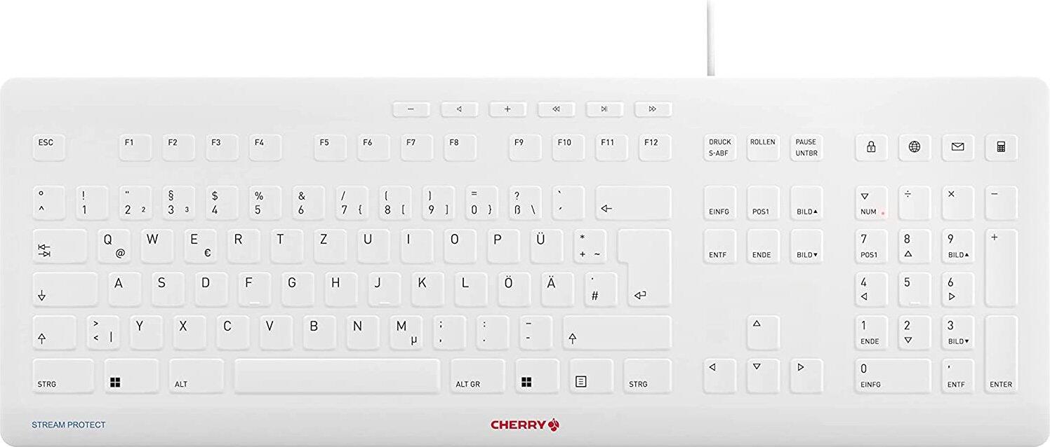 CHERRY STREAM PROTECT KEYBOARD - Weiß