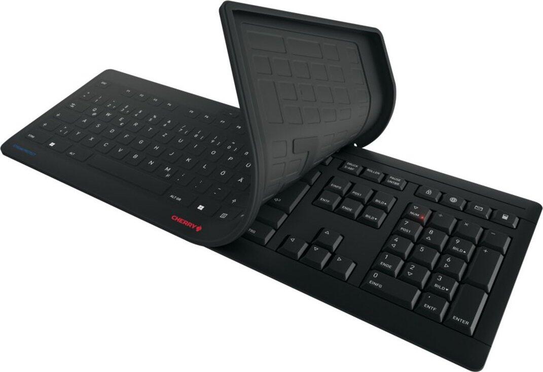 CHERRY Stream Protect kabellose Tastatur - Deutsch - Schwarz