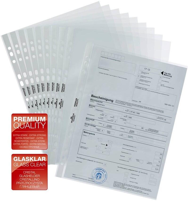 DURABLE PREMIUM durchsichtige A4 Prospekthüllen - glasklar - 100 Stück