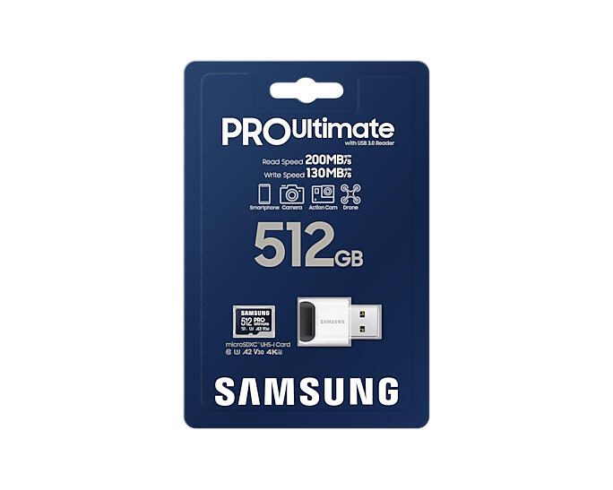 Samsung PRO Ultimate MB-MY512SB Speicherkarte 512 GB mit USB Kartenleser