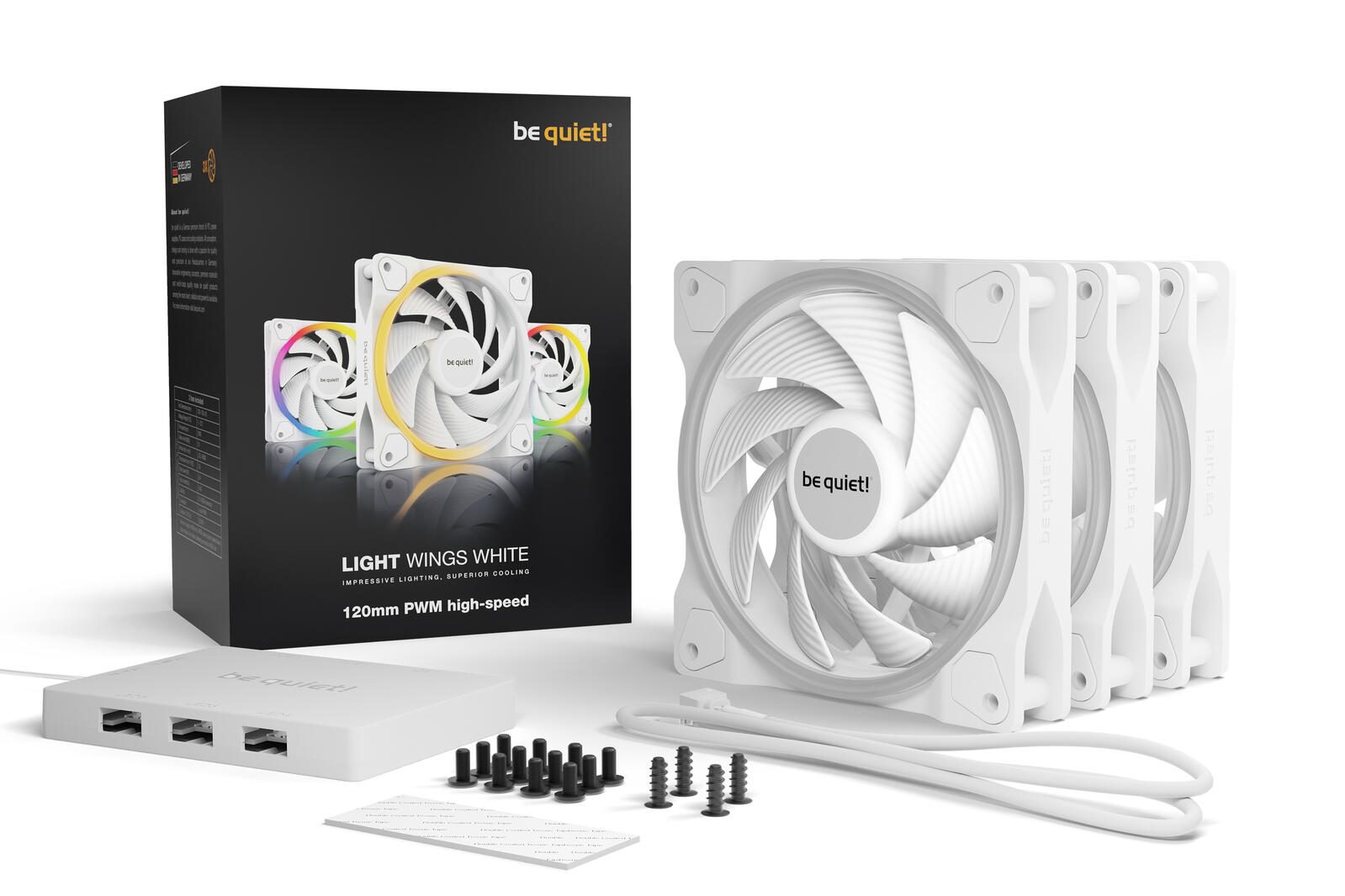 be quiet Lüfter Light Wings White Triple Pack 120mm PWM High-Speed weiß
