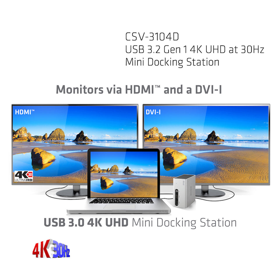 Club3D 4K Mini-Dockingst USB3 ->4xUSB3/HDMI/DVI/LAN silber retai