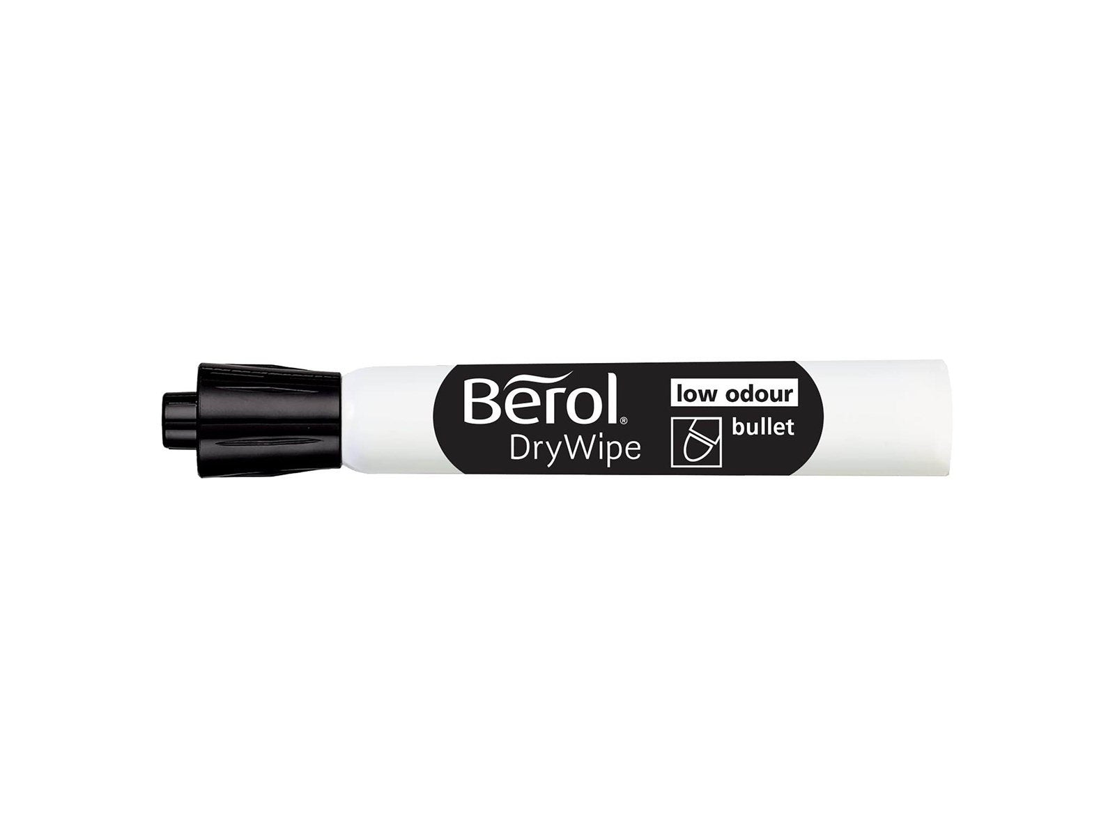 Berol Trocken abwischbarer Whiteboard-Marker, Punktspitze: 2 mm – Schwarz, 12er-Pack